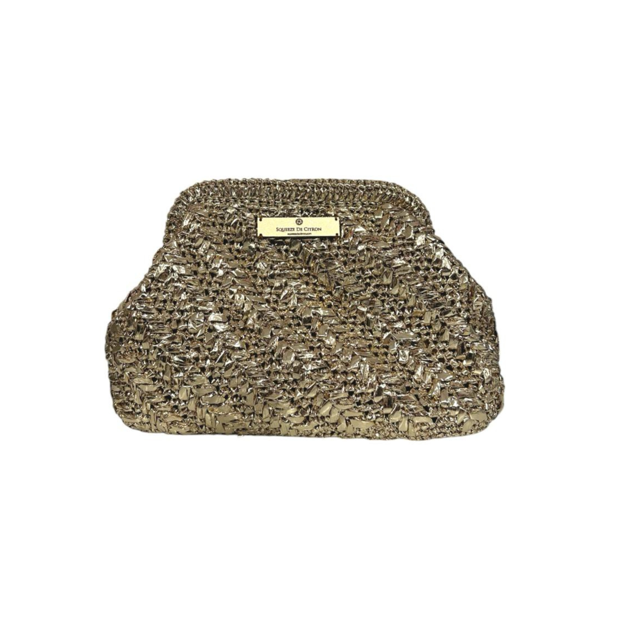 Gold Raffia Clutch