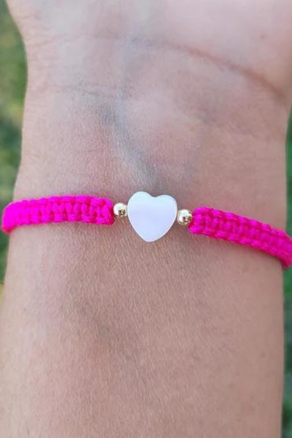 Mother of Pearl Citron Bracelet – Heart / Kids / Fuchsia
