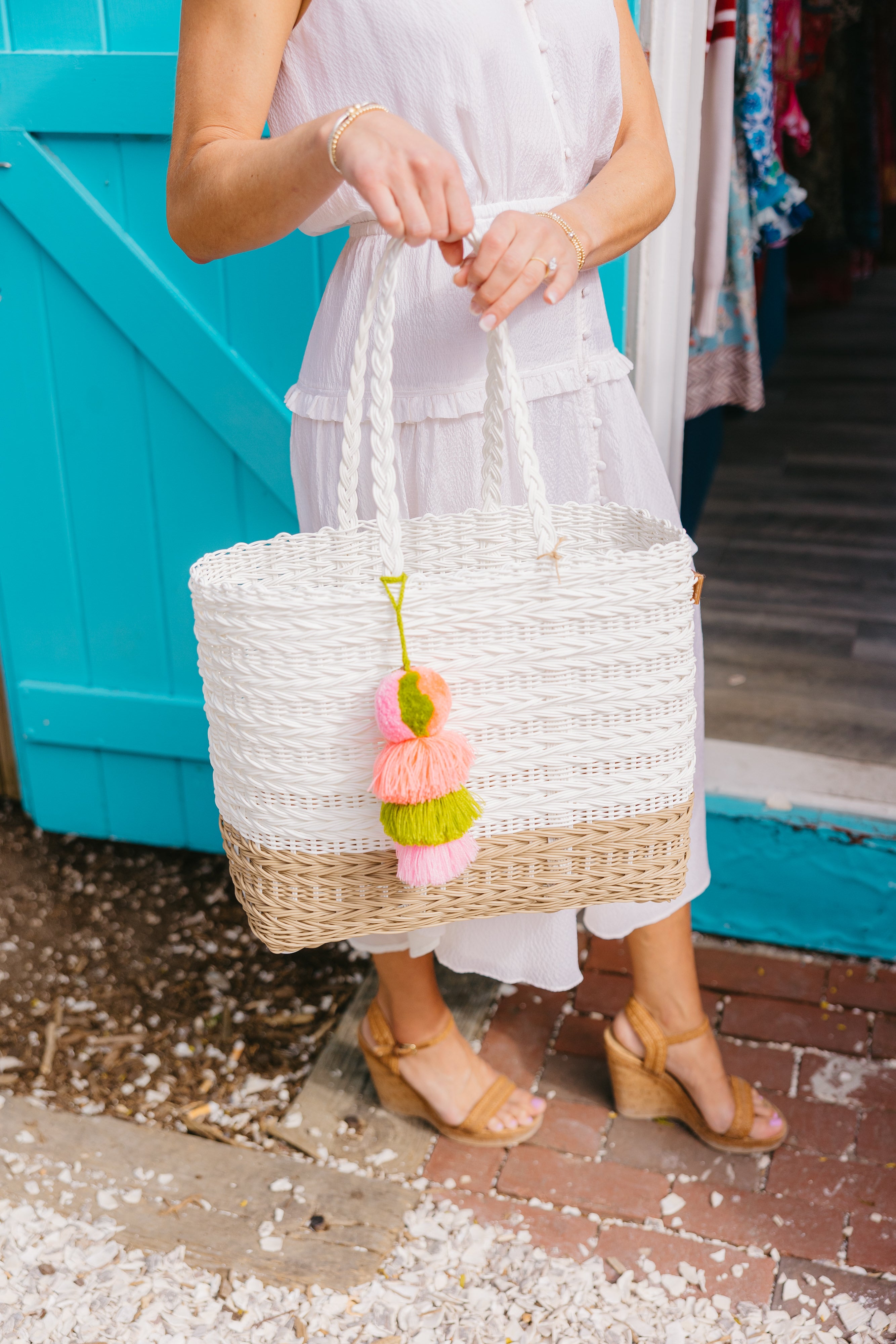 Coastal Knit Boardwalk Citron Tote