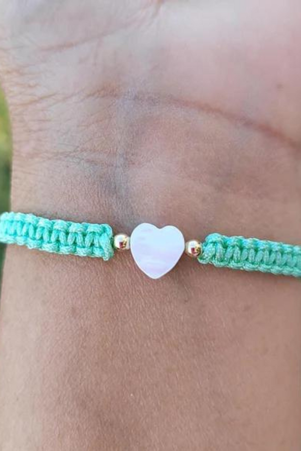 Mother of Pearl Citron Bracelet – Heart / Kids / Mint
