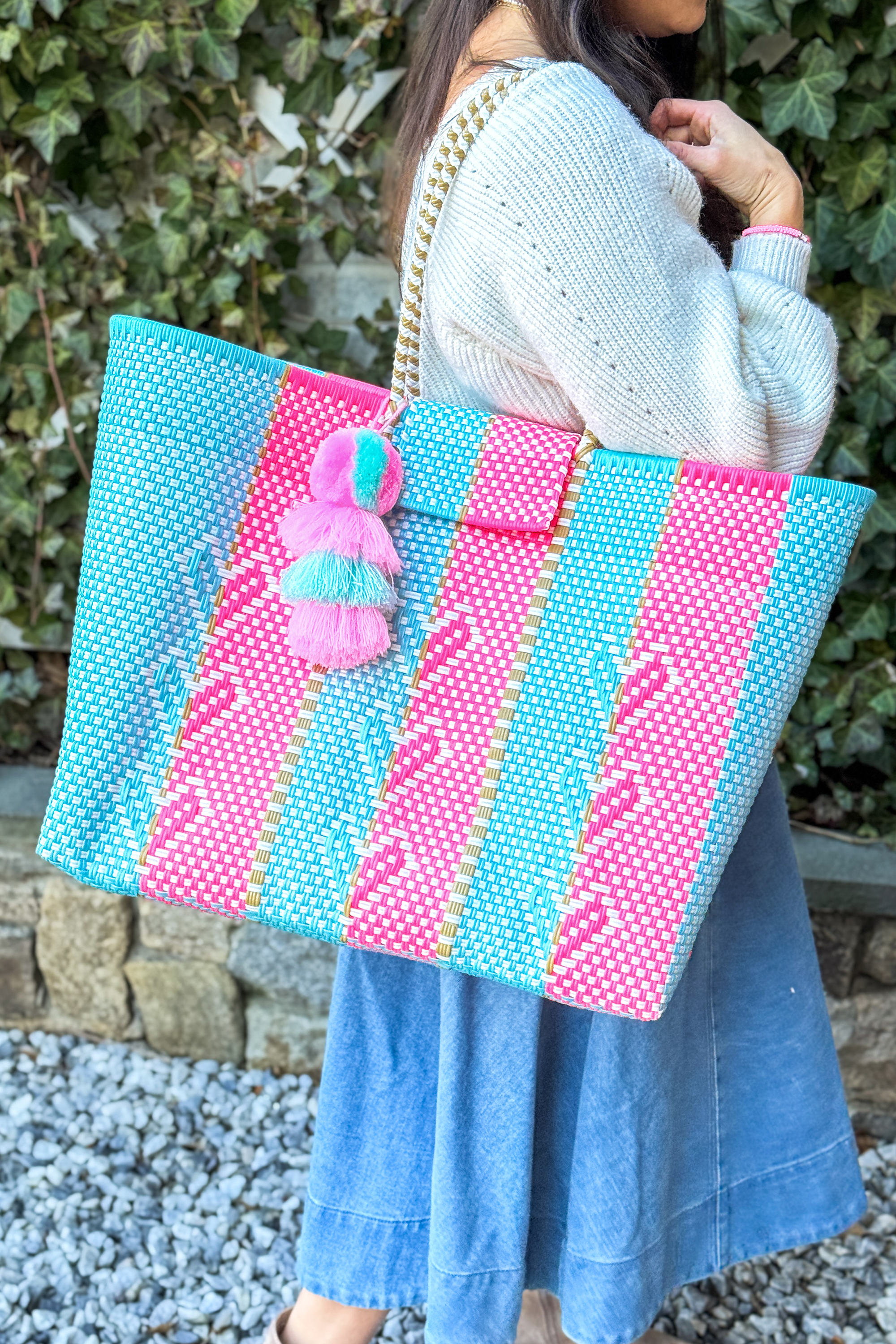 Neon Cloud Heart Reflection Citron Tote
