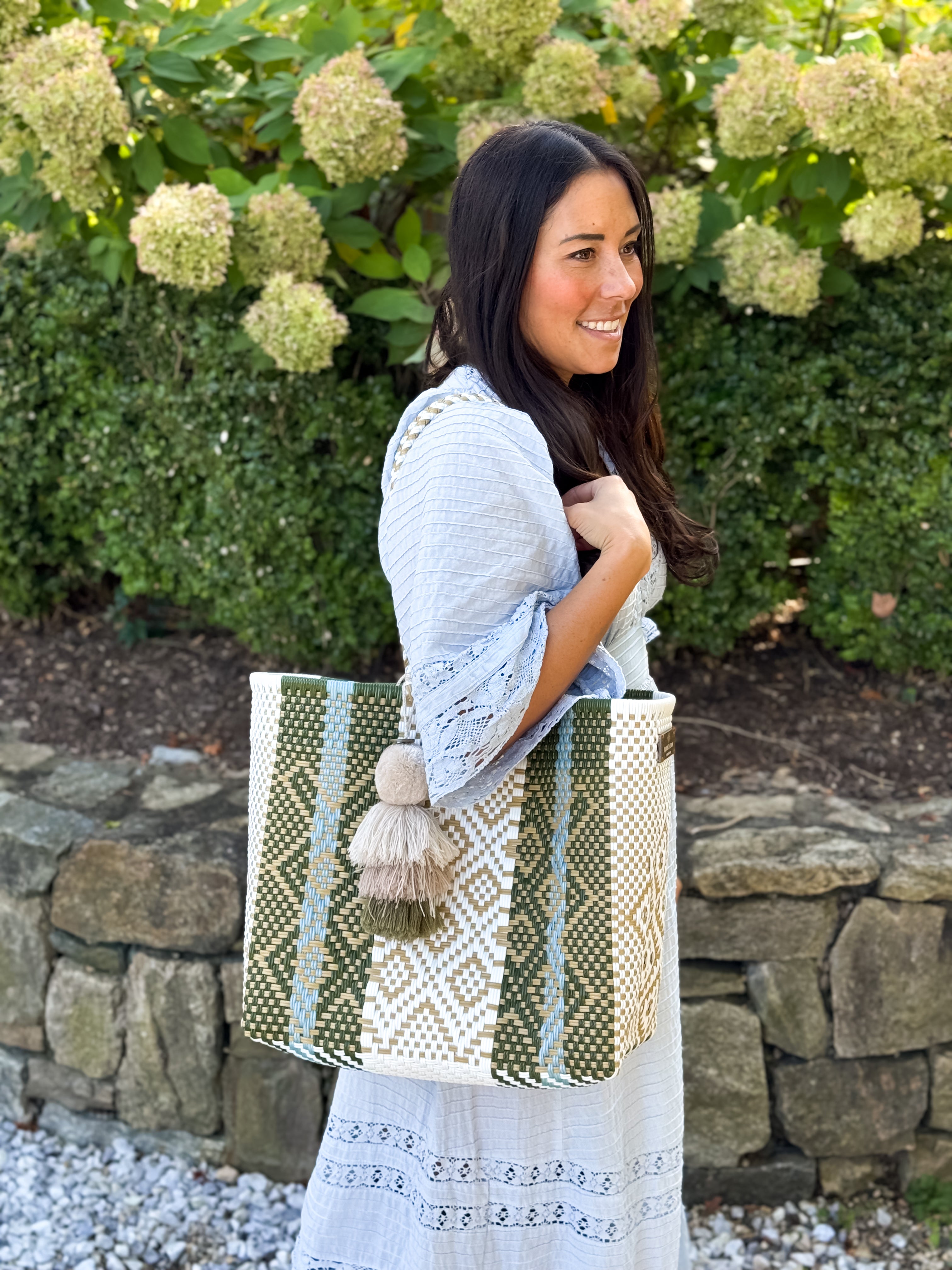 Rugby Sage Blue Citron Tote