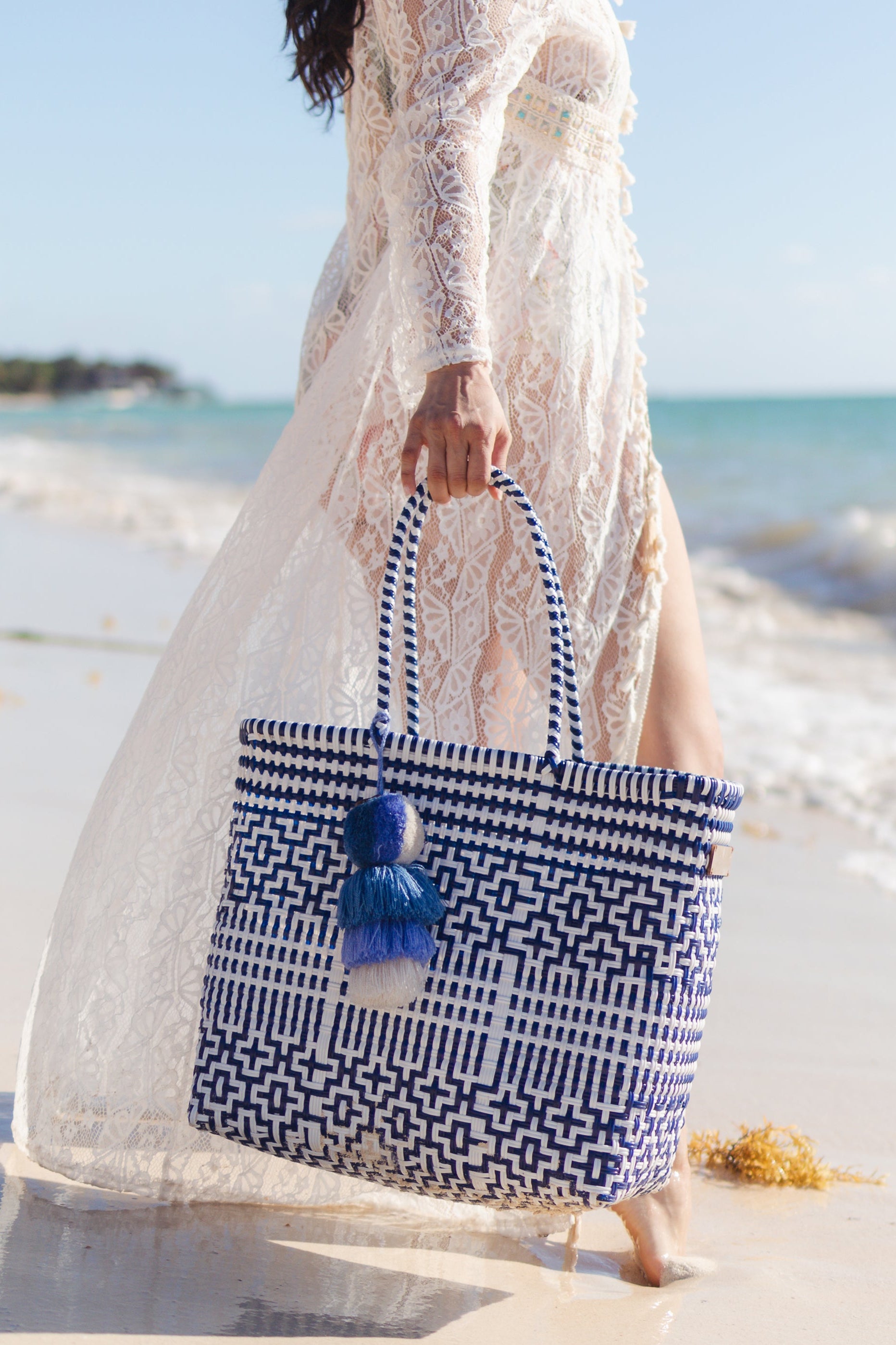 Preppy Tile Navy / White Citron Tote