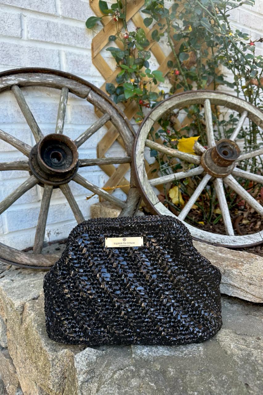 Black Raffia Clutch