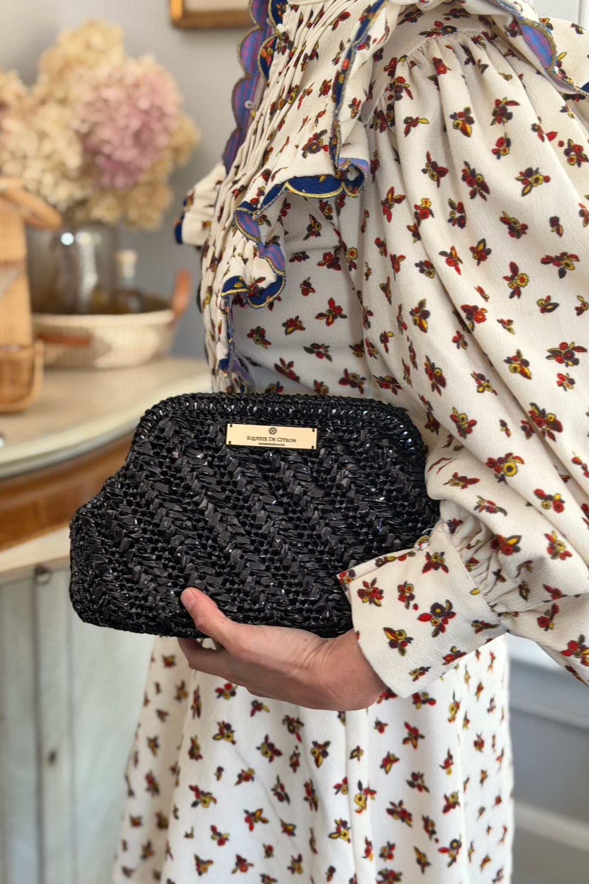 Black Raffia Clutch