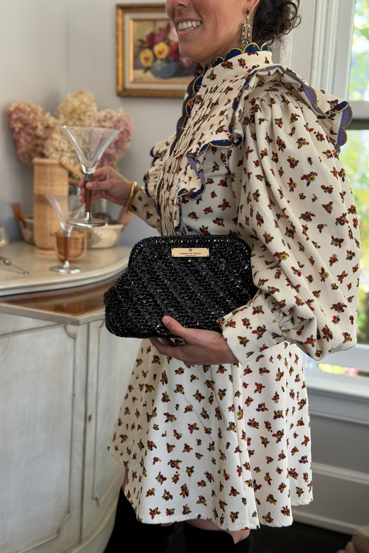 Black Raffia Clutch