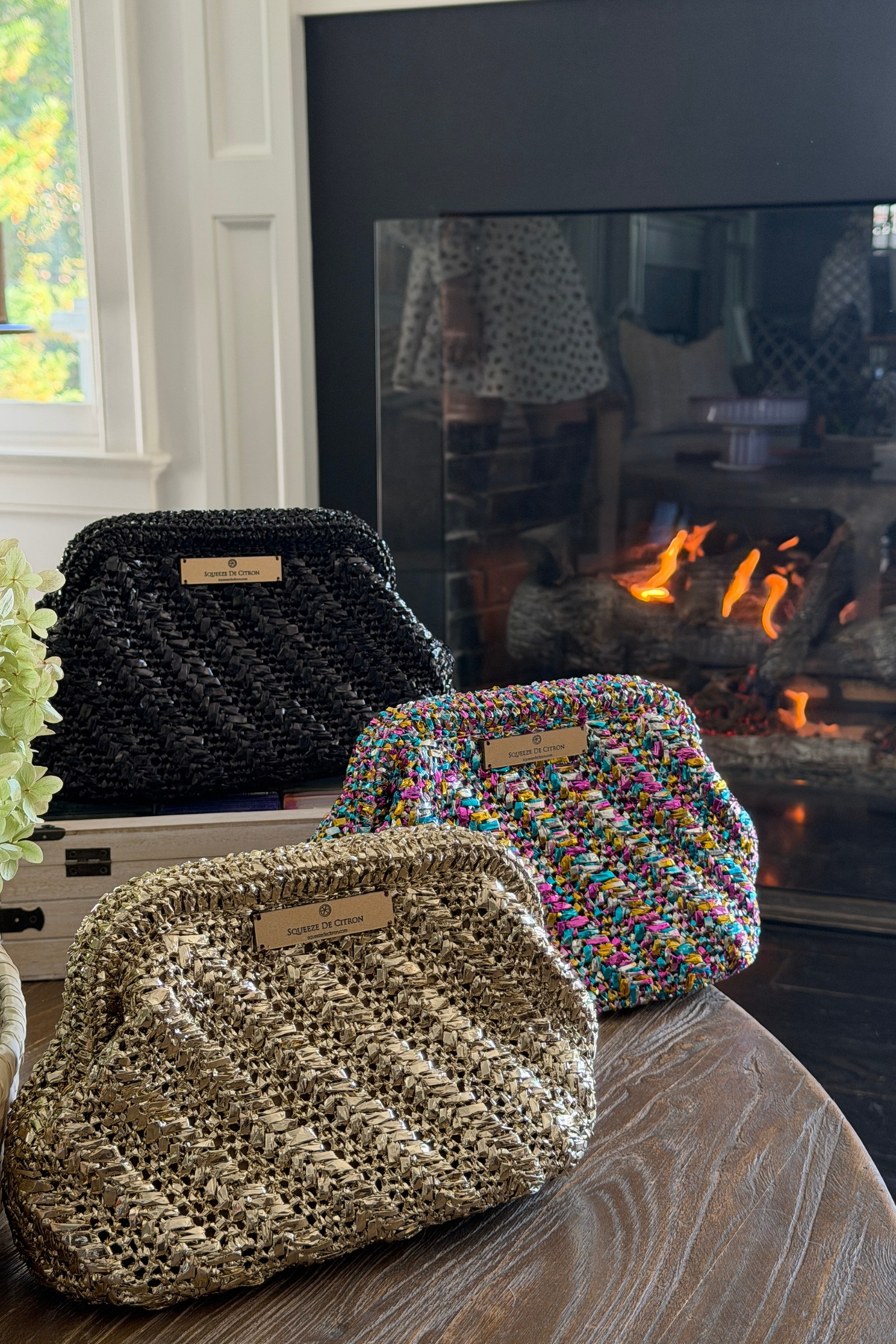 Black Raffia Clutch