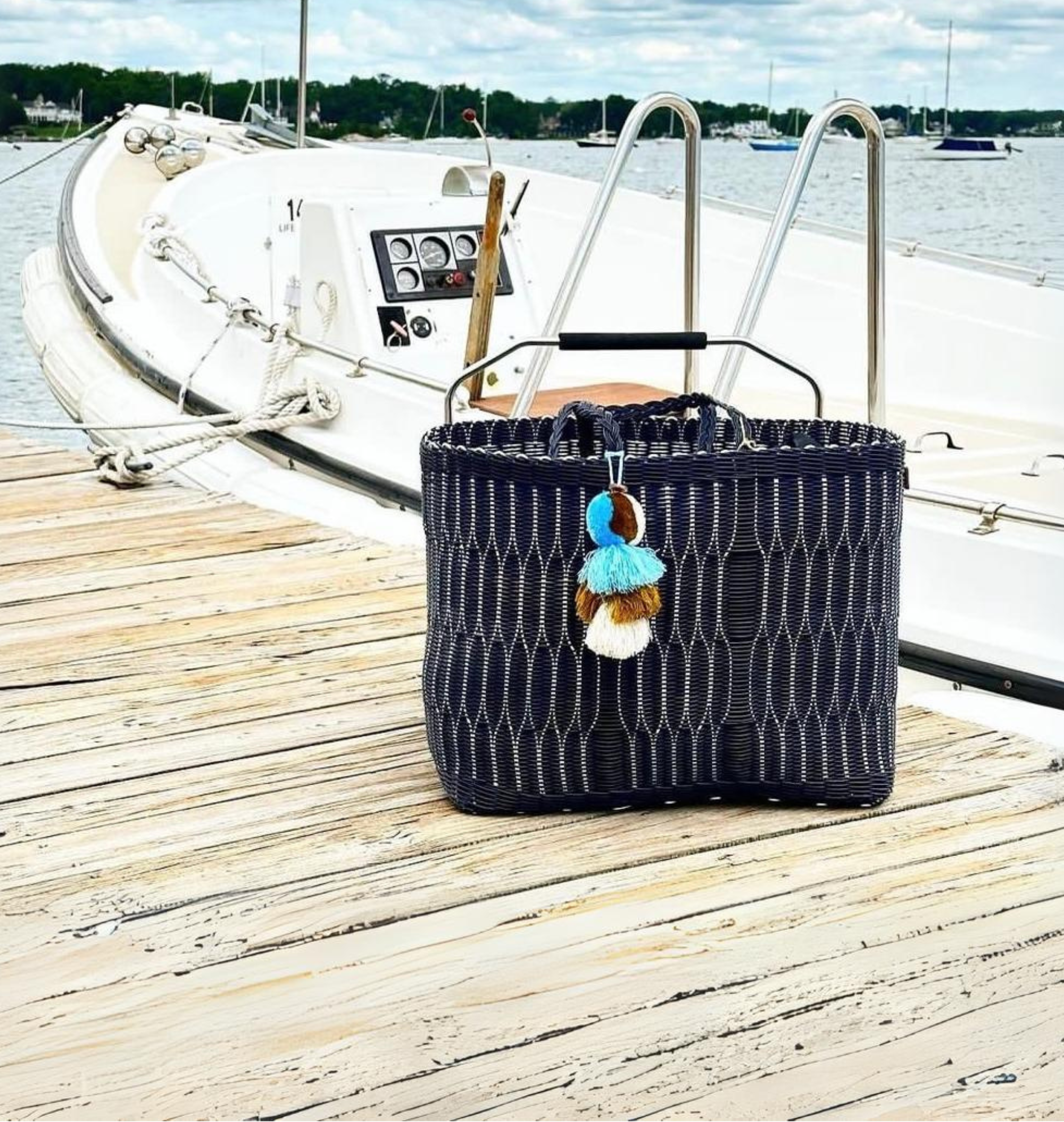 Navy Mesh Citron Tote