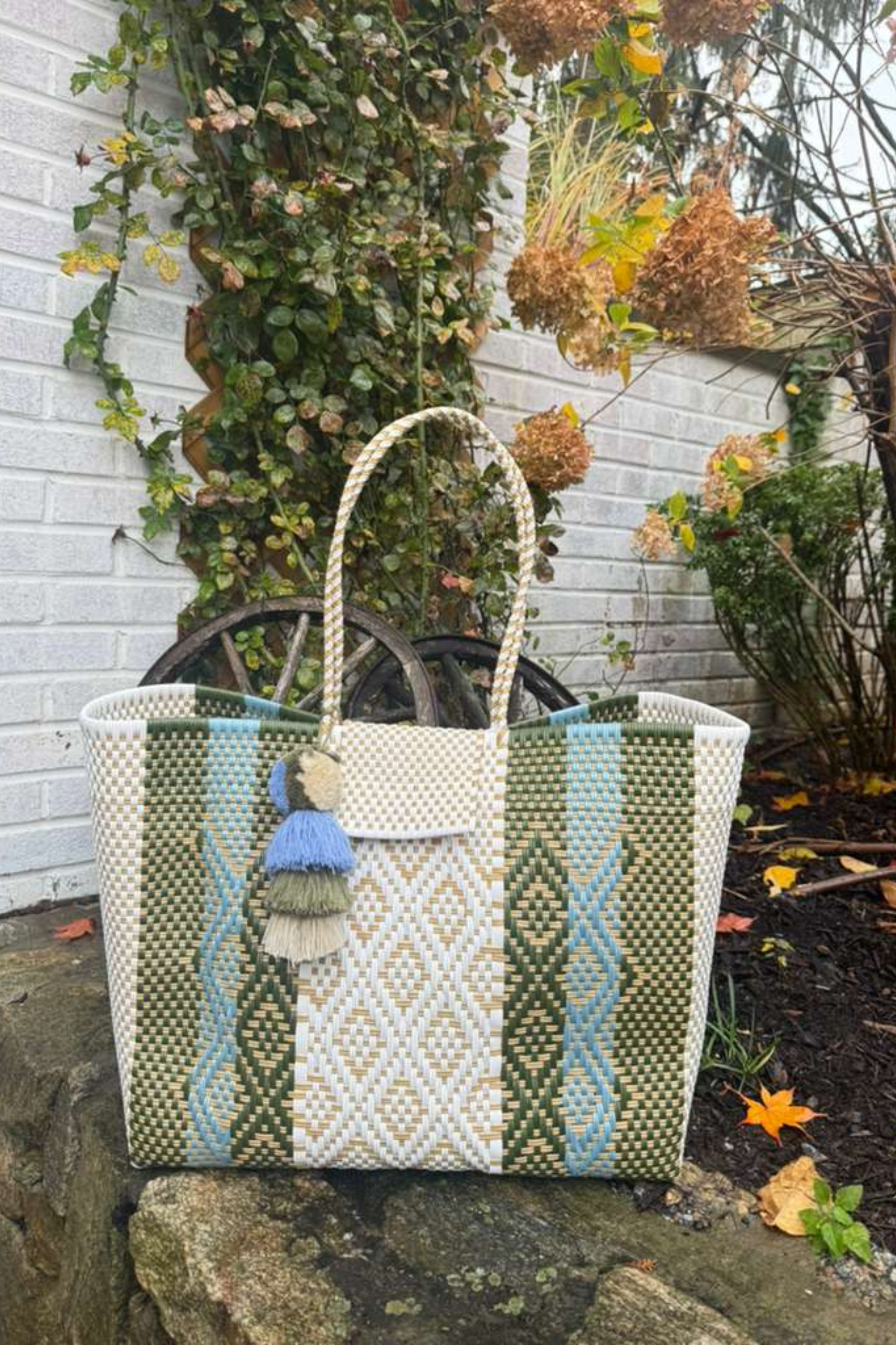 Rugby Sage Blue Citron Tote