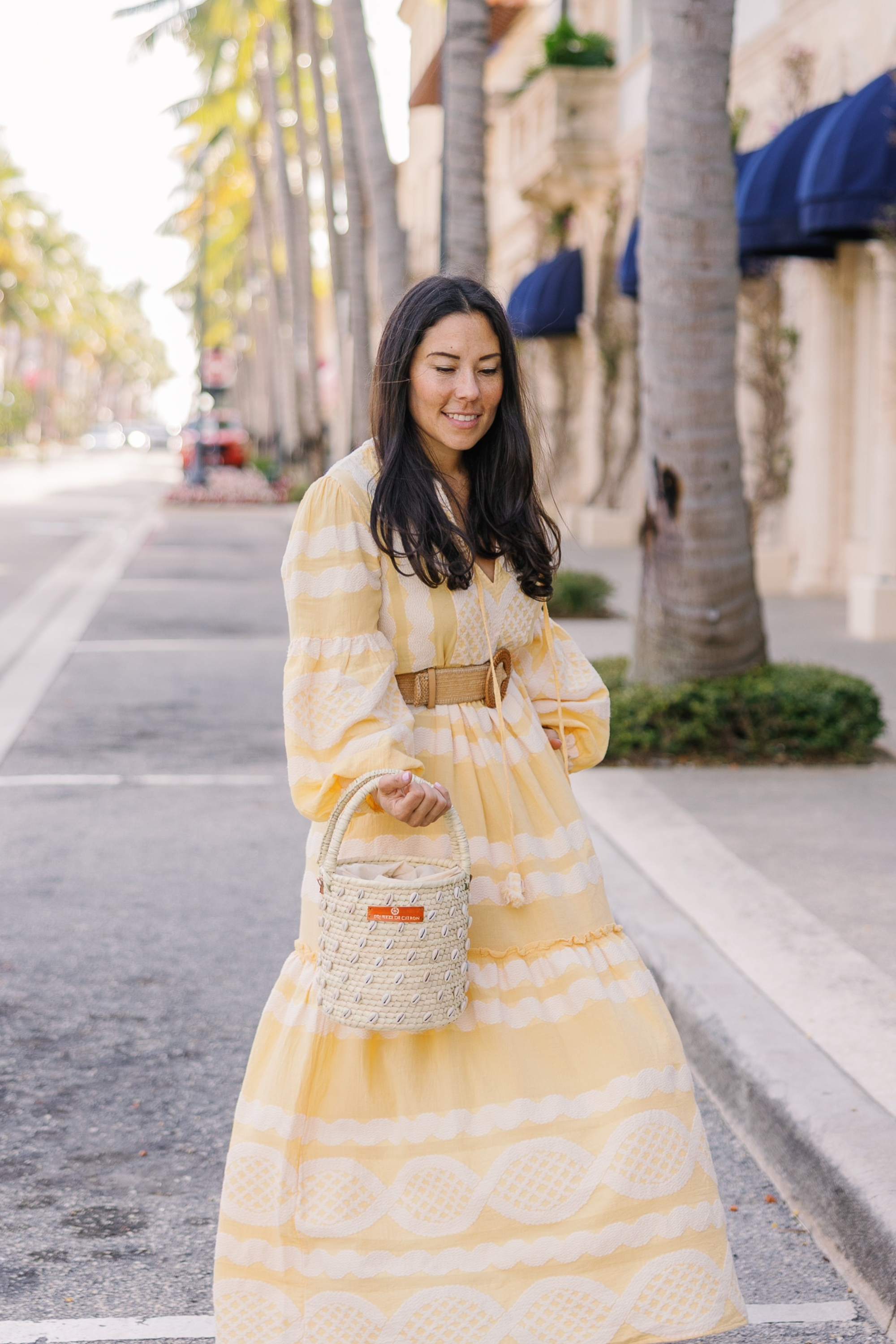 Palm Shell Bucket Tote Citron