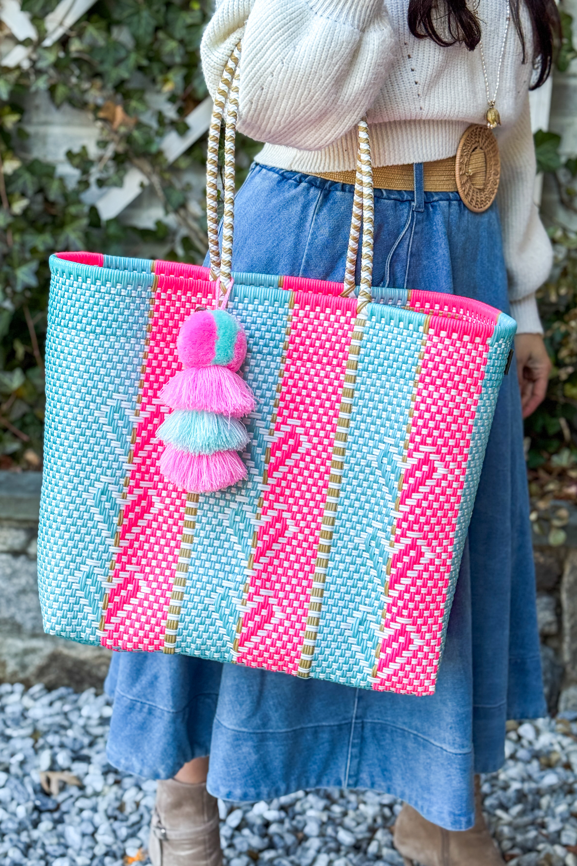 Neon Cloud Heart Reflection Citron Tote