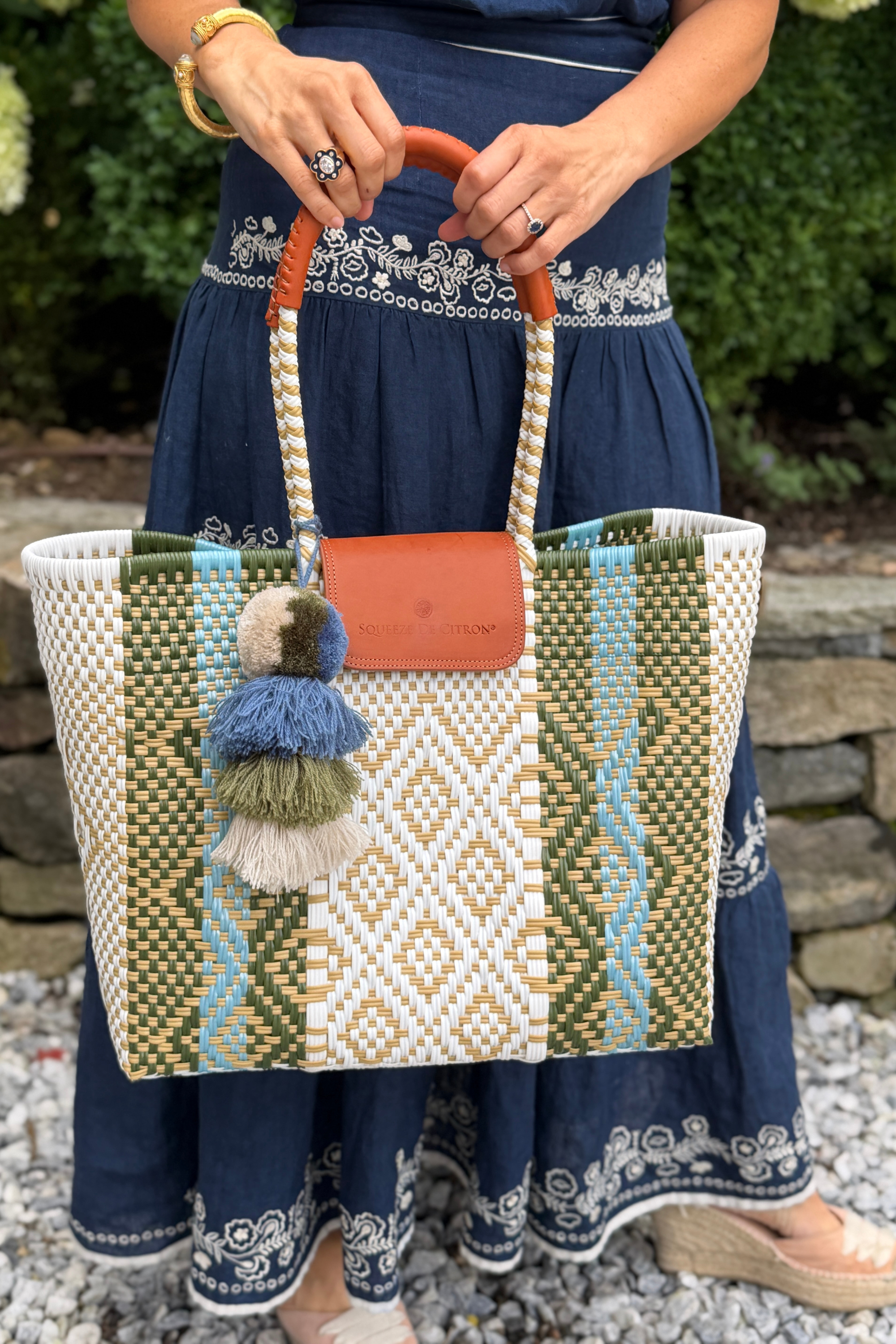Rugby Sage Blue Citron Tote