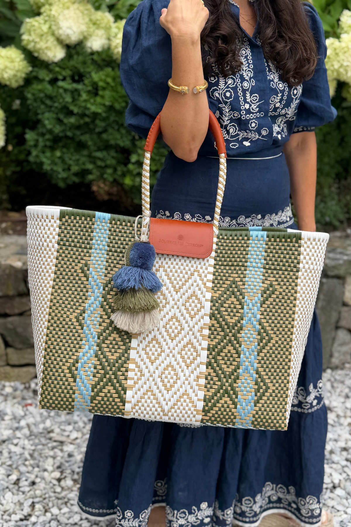 Rugby Sage Blue Citron Tote