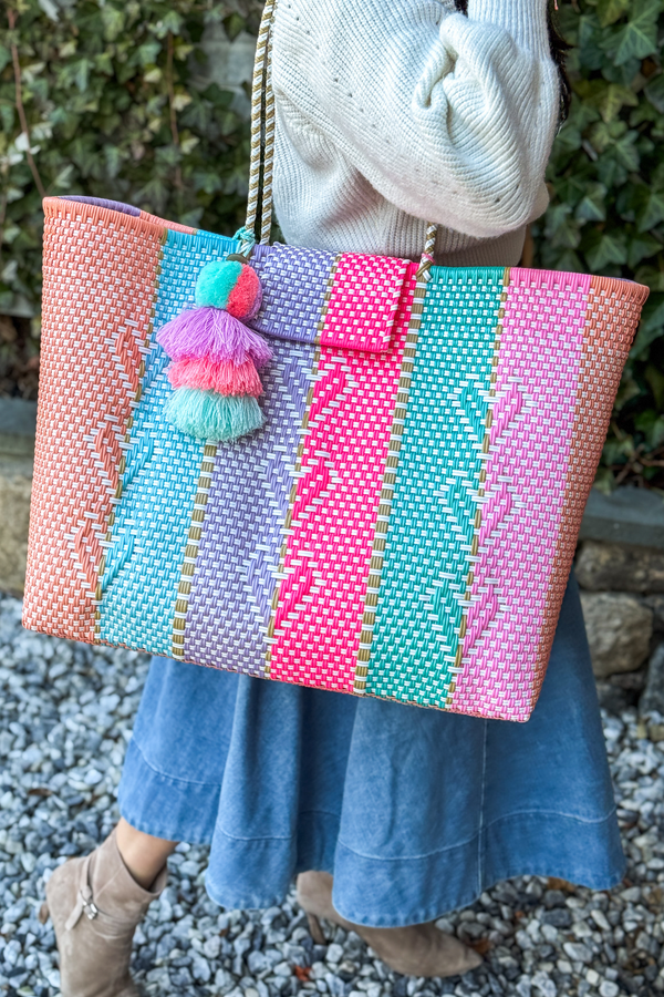 Neon Multi Heart Reflection Citron Tote – Weekender