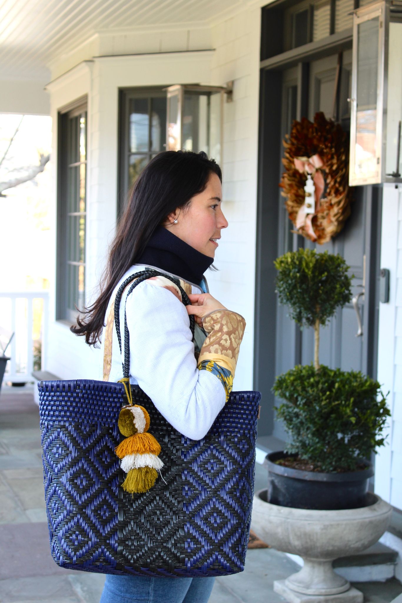 Dark Navy Citron Tote