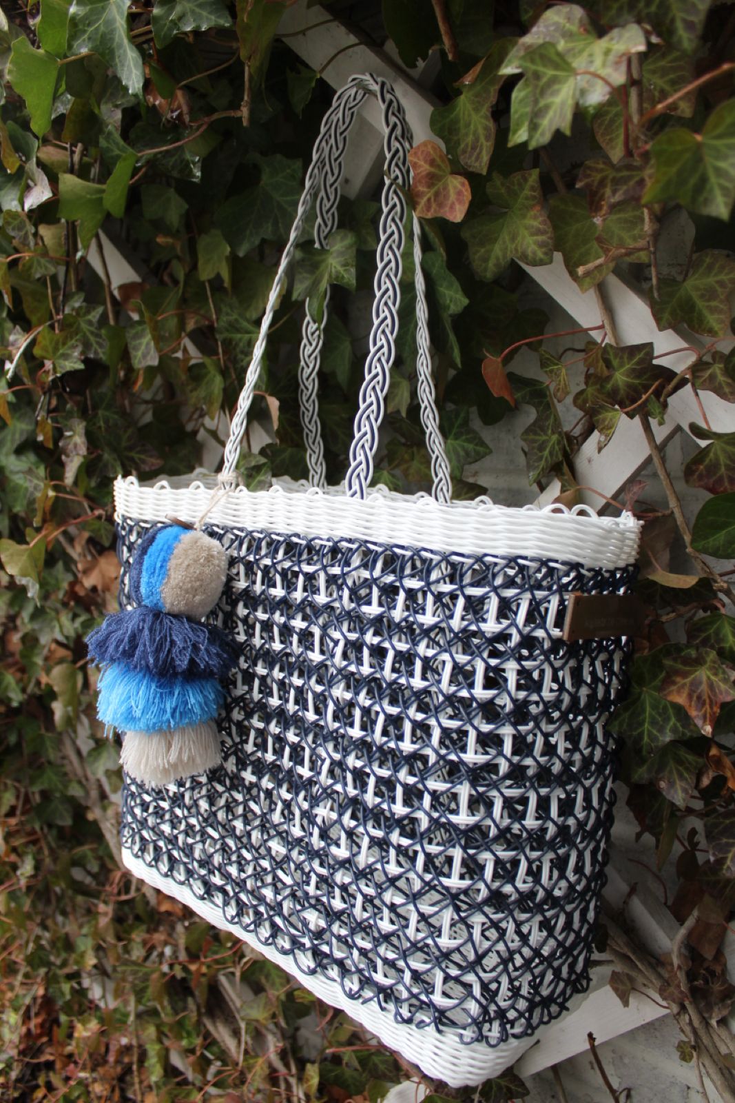 Navy Coastal Cable Citron Tote