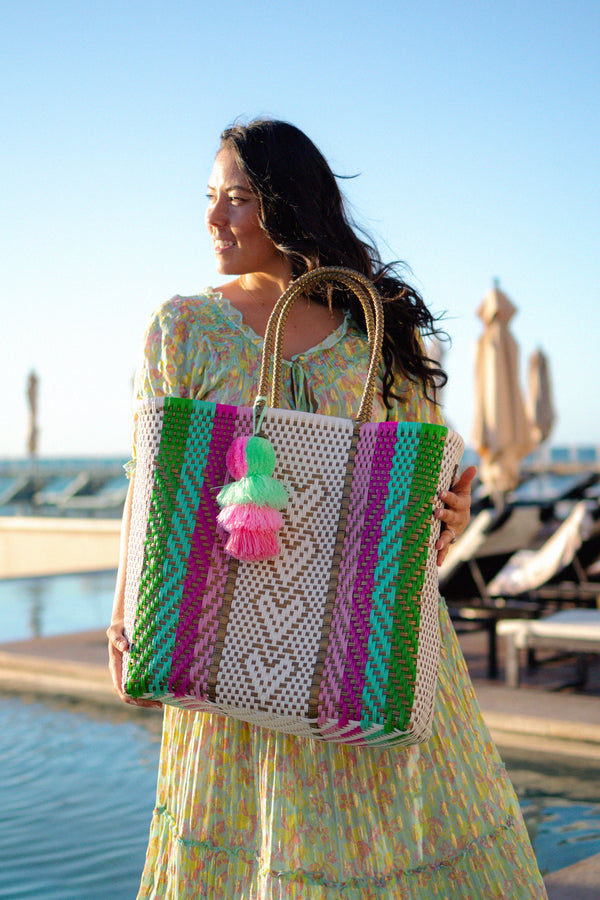 Heart Guide Green / Rose Citron Tote – Large