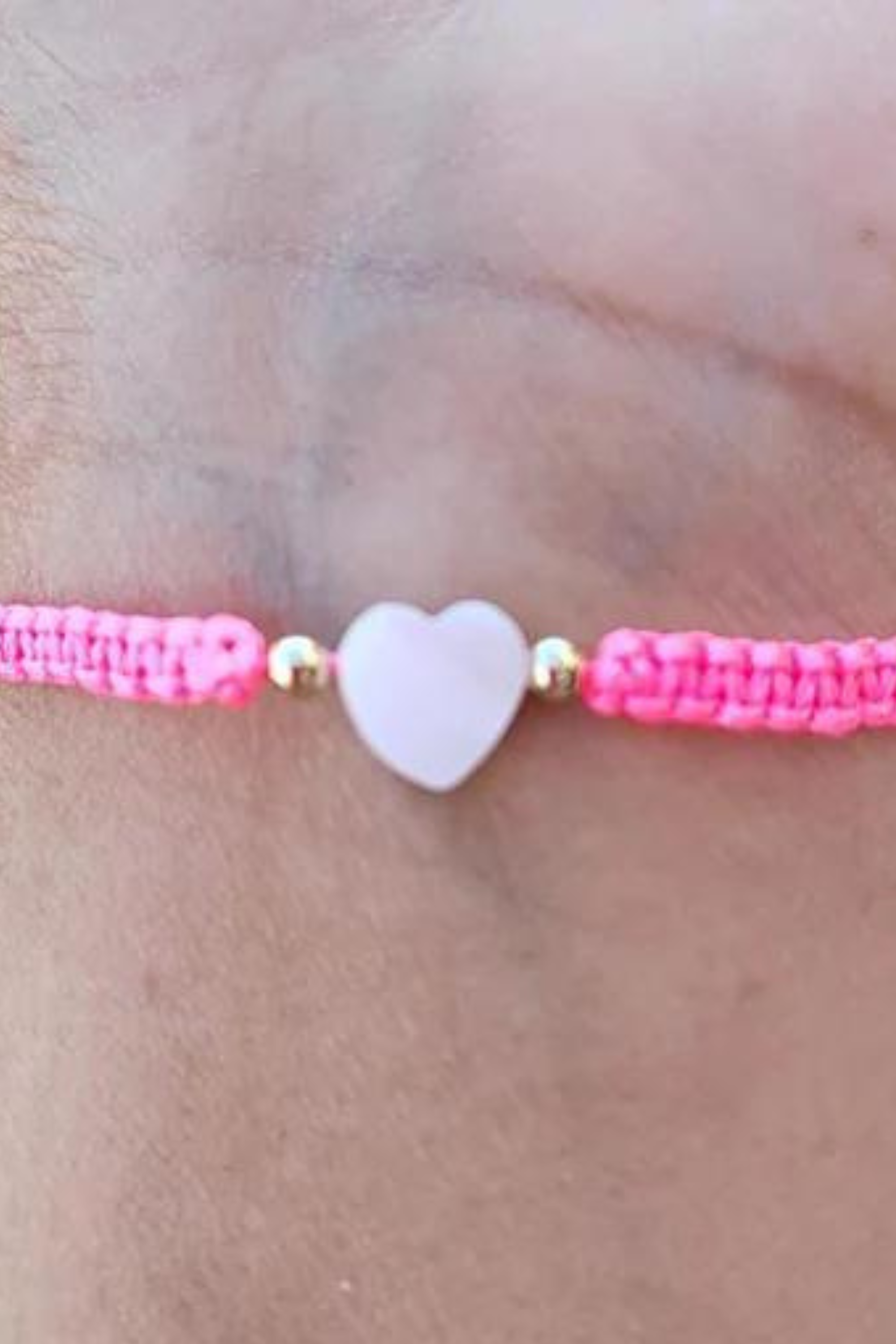 Kids - Heart - Mother of Pearl Citron Bracelets - Neon Pink