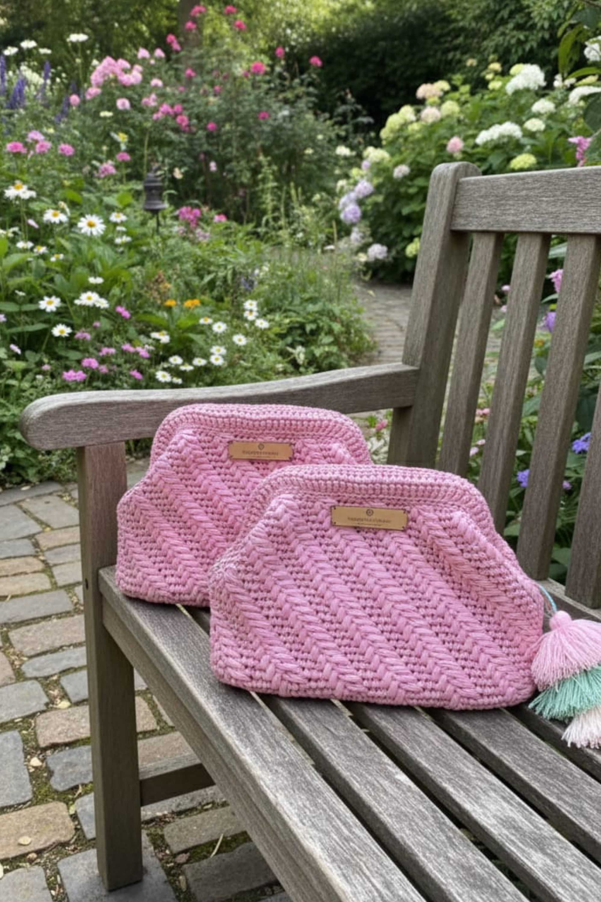 Pink Raffia Clutch