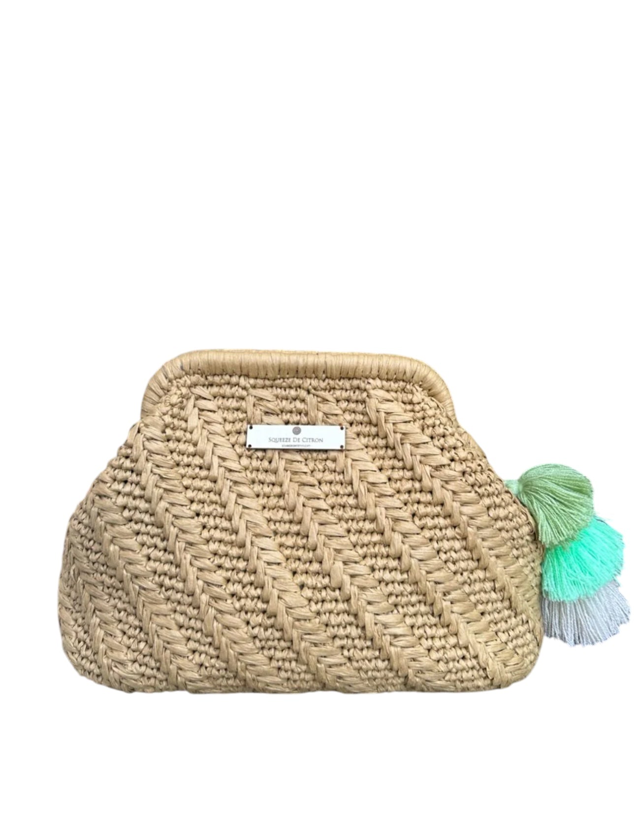 Natural Raffia Clutch (Golden Strap Included)