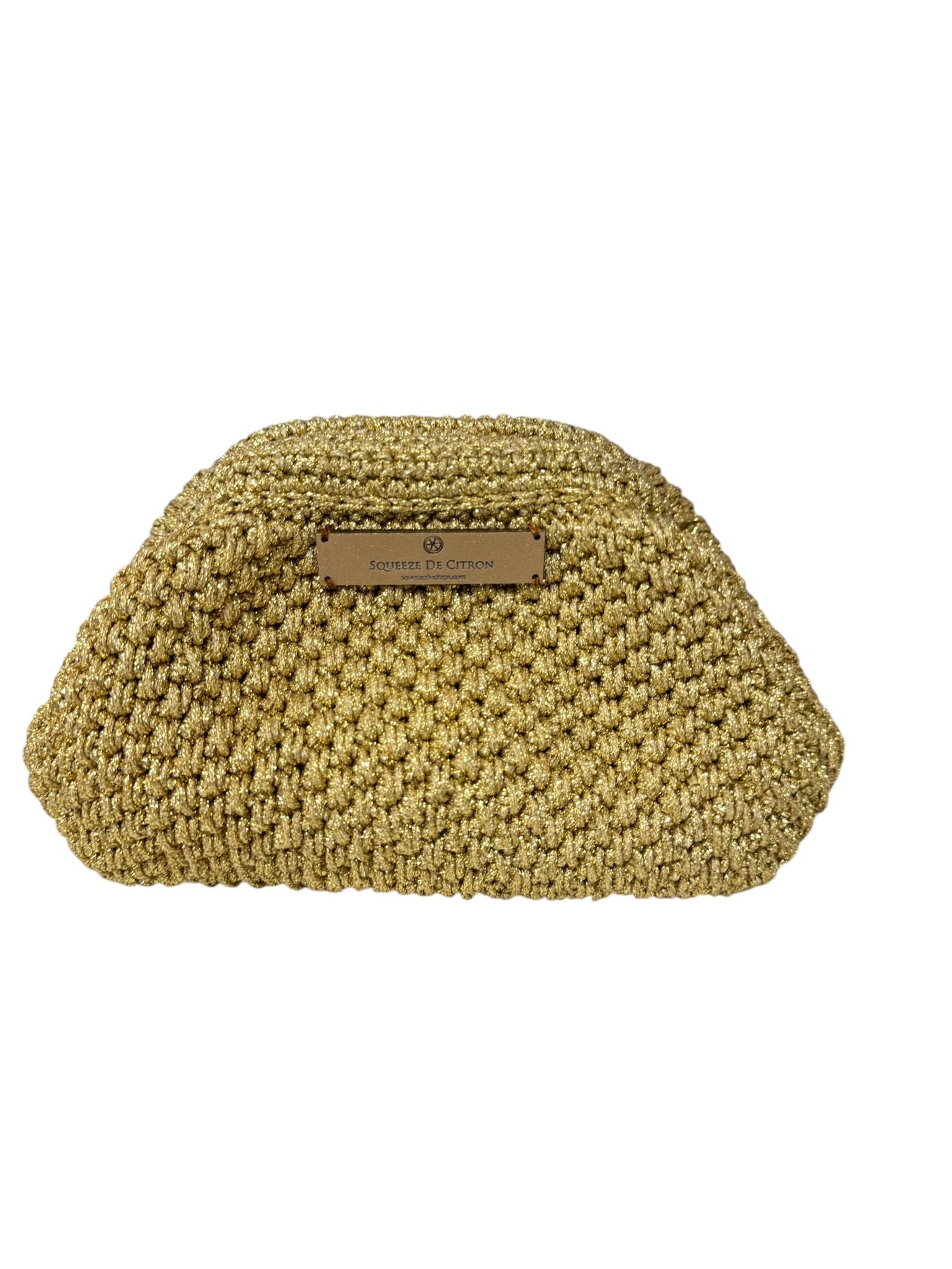 Small Gold Macrame Clutch (Golden Strap Included)