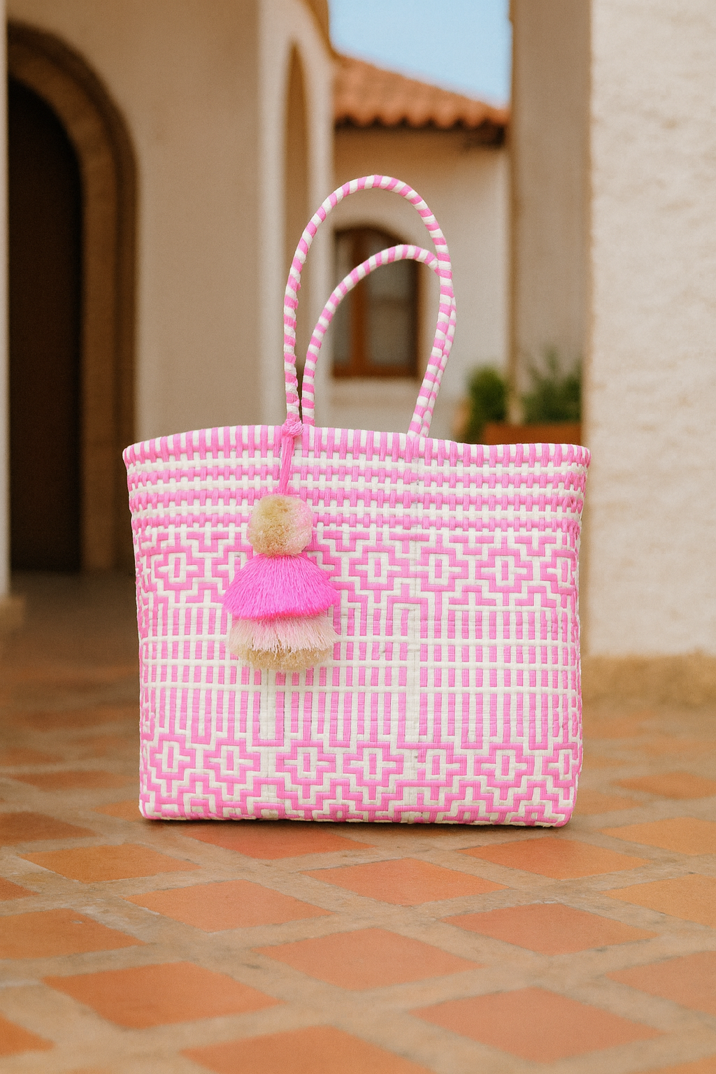 Preppy Tile Rose Citron Tote