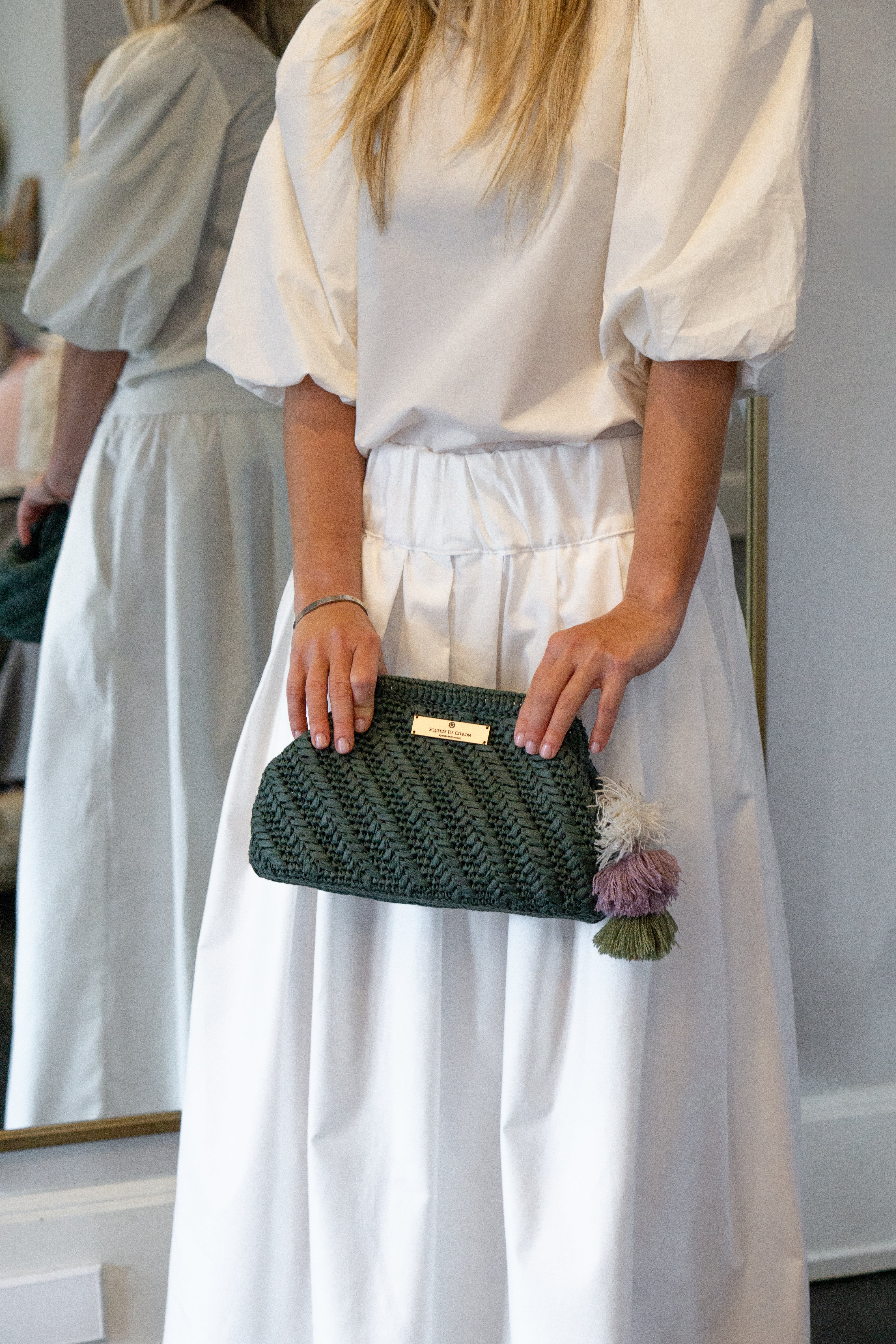 The Knit Collection Citron Clutch in Forest Green