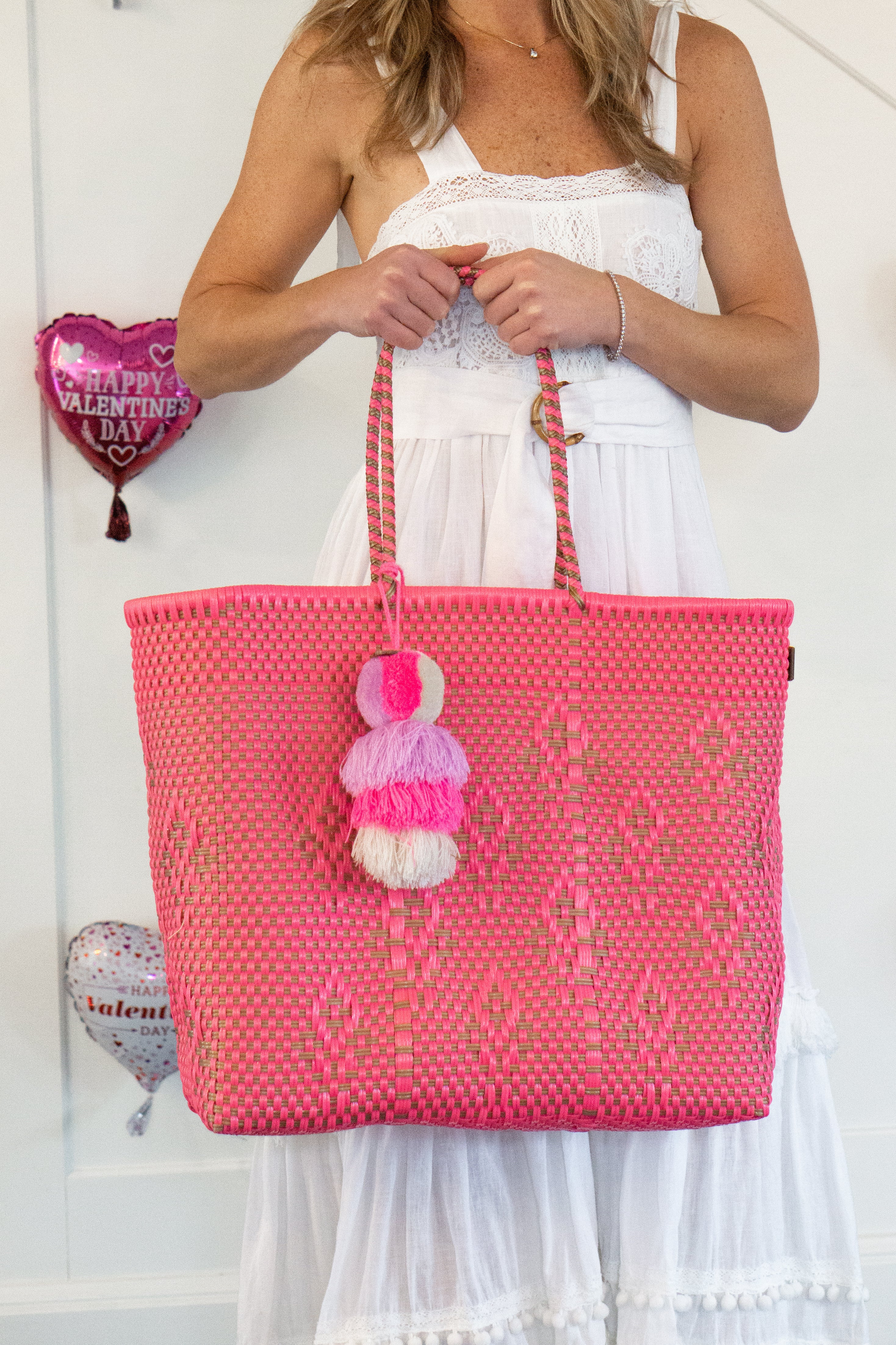 Neon Pink Blooms Citron Tote