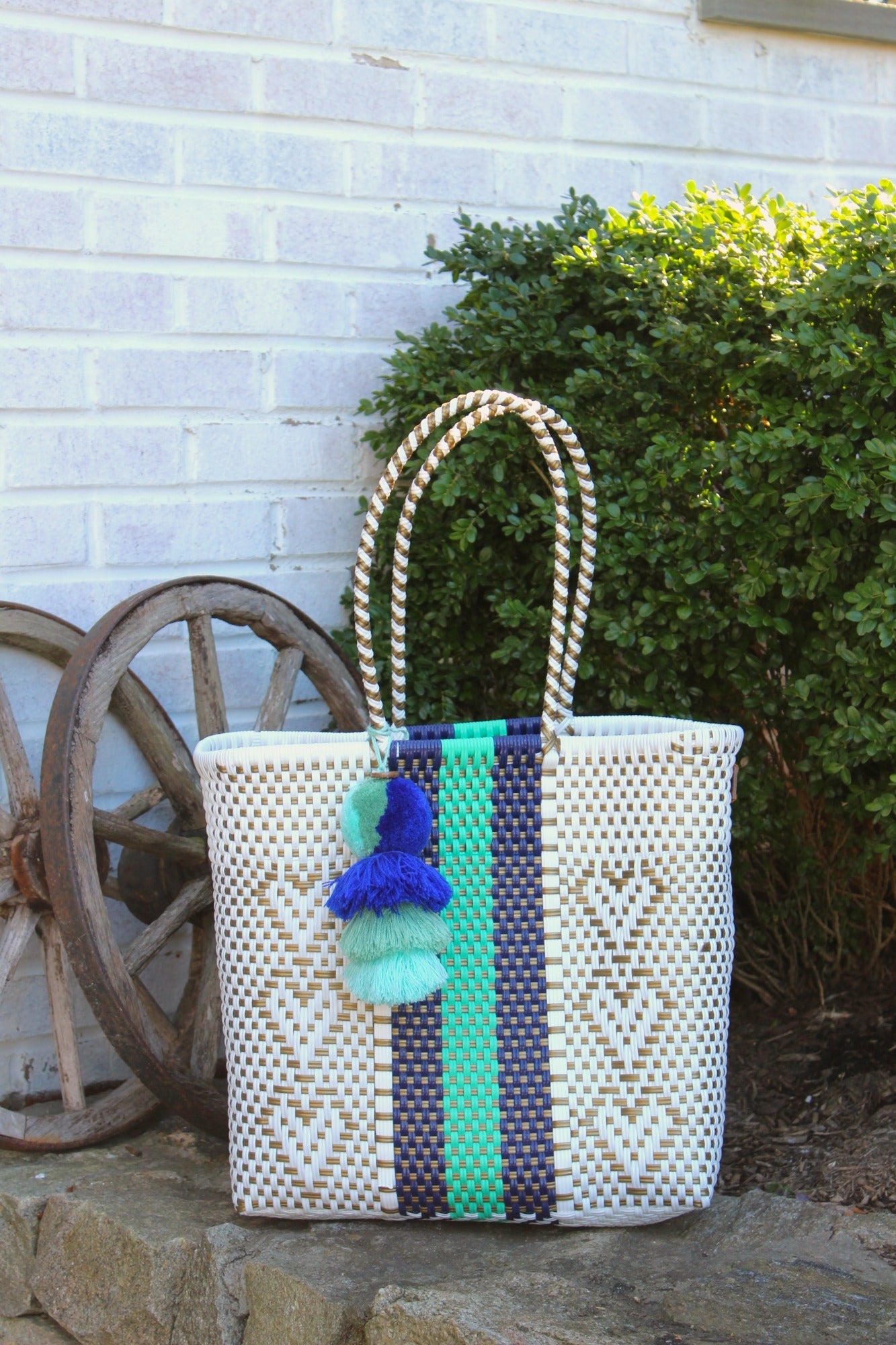 Giving Hearts Aqua Blue Citron Tote