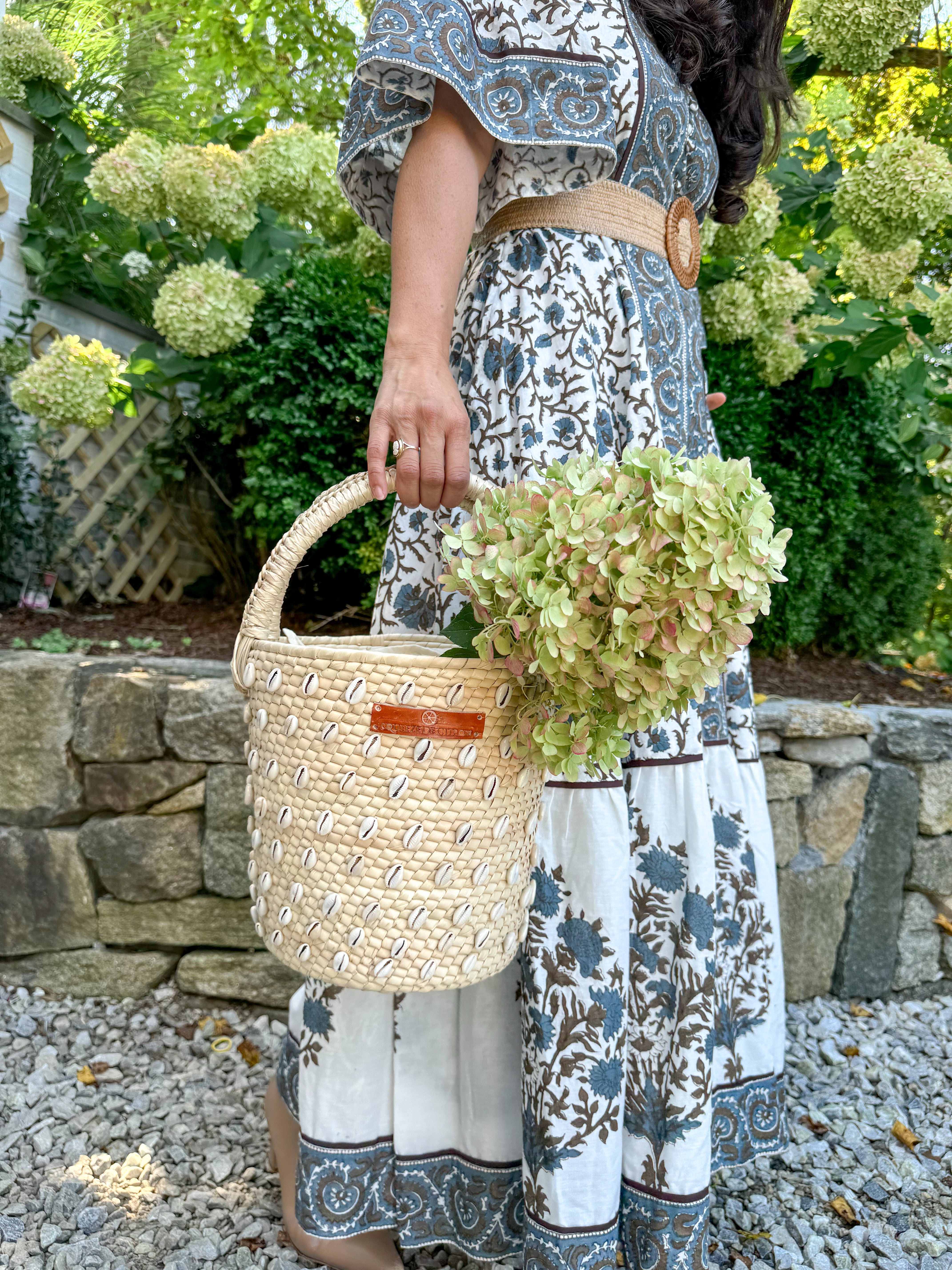 Palm Shell Bucket Tote Citron (Golden strap included)