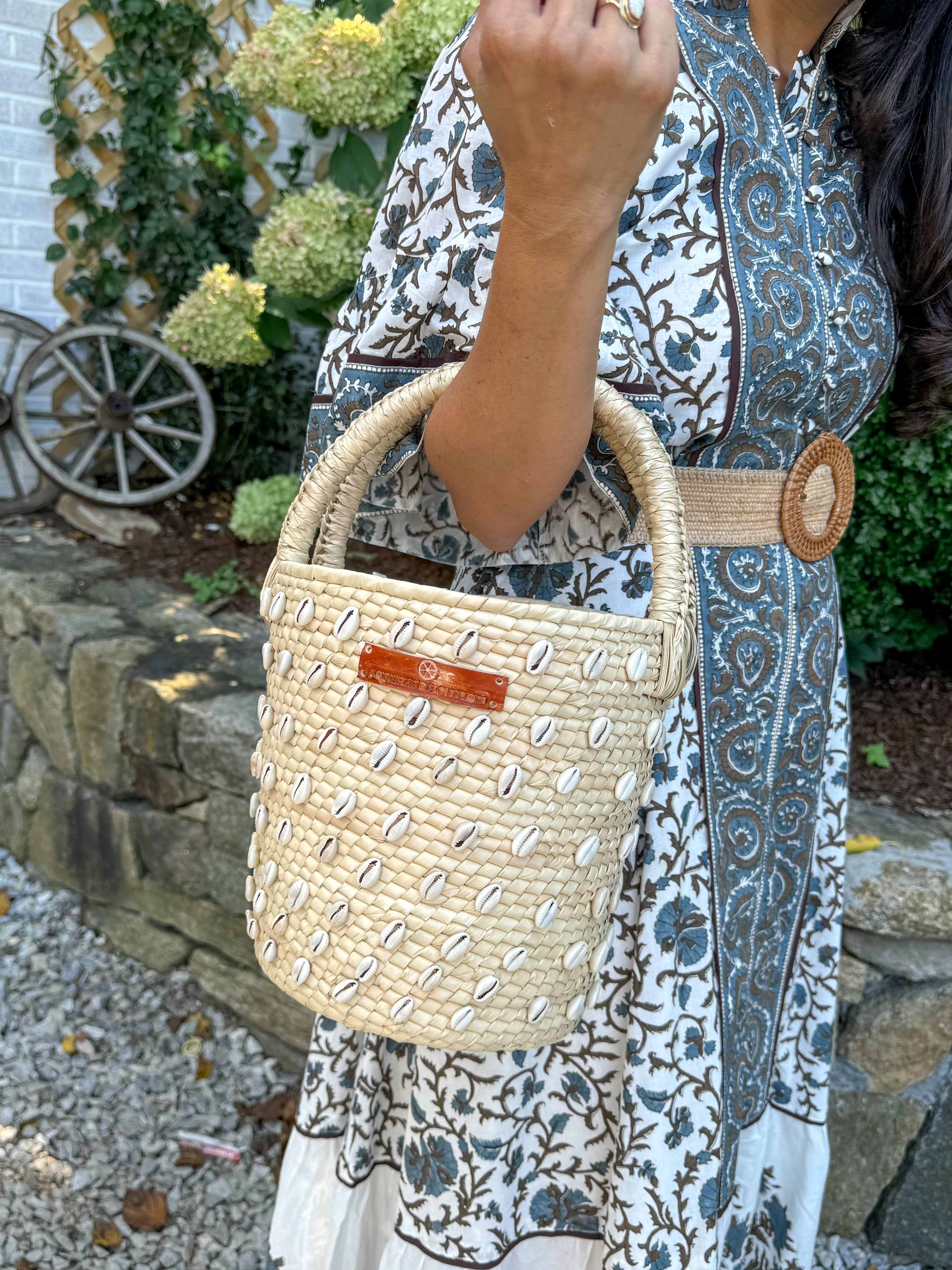 Palm Shell Bucket Tote Citron (Golden strap included)