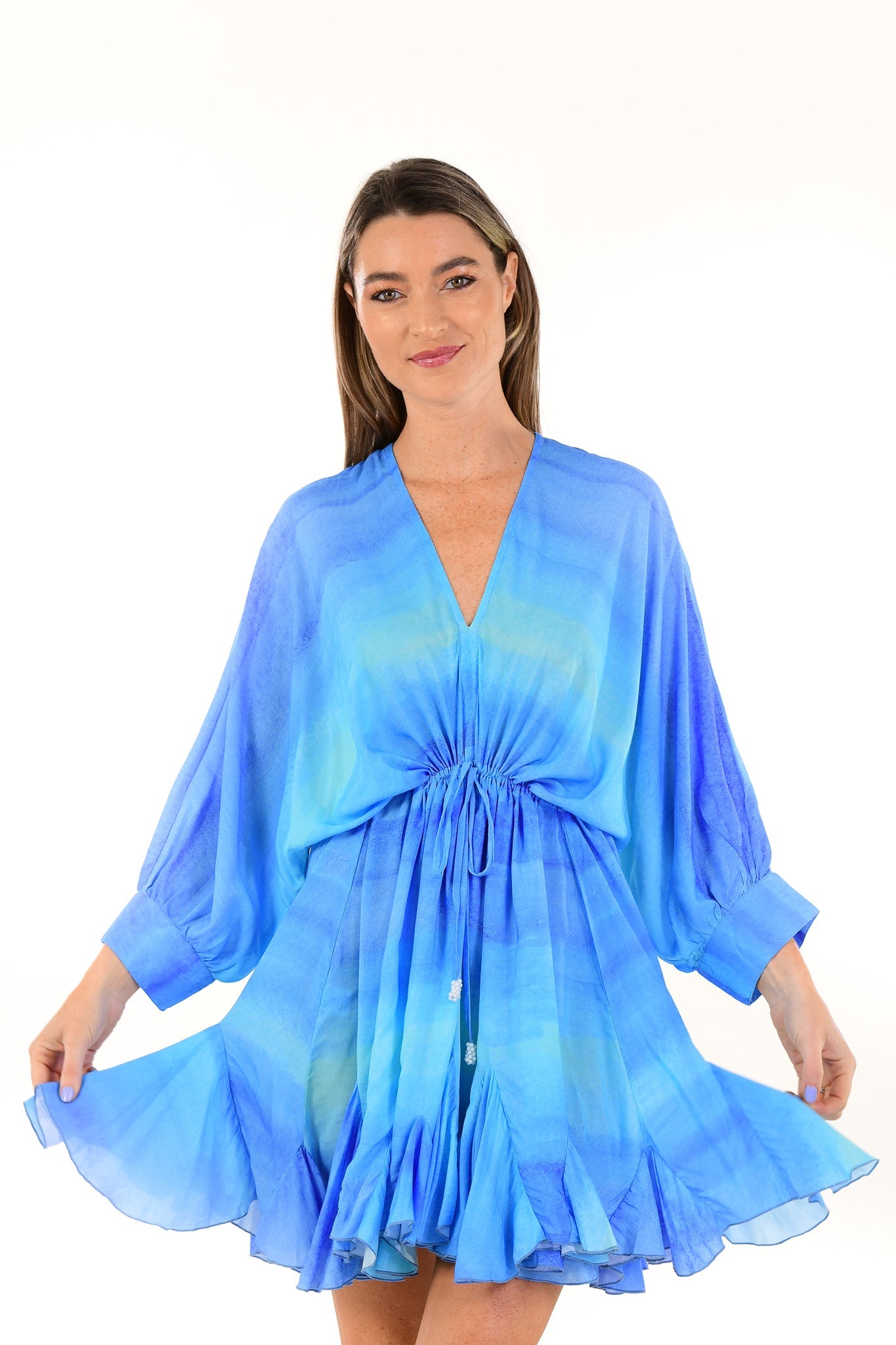 Paloma Dress / Blue Watercolor