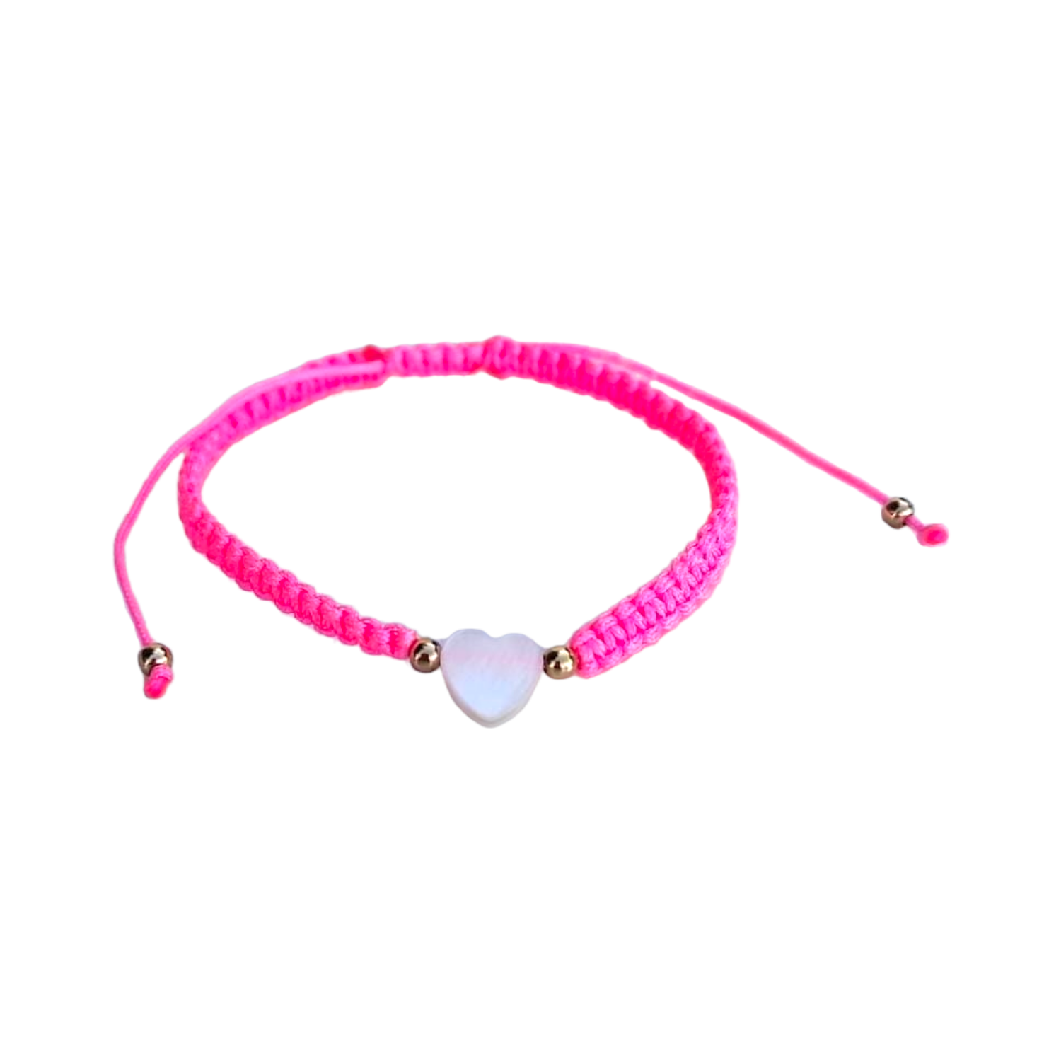 Adults - Heart - Mother of Pearl Citron Bracelets - Neon Pink