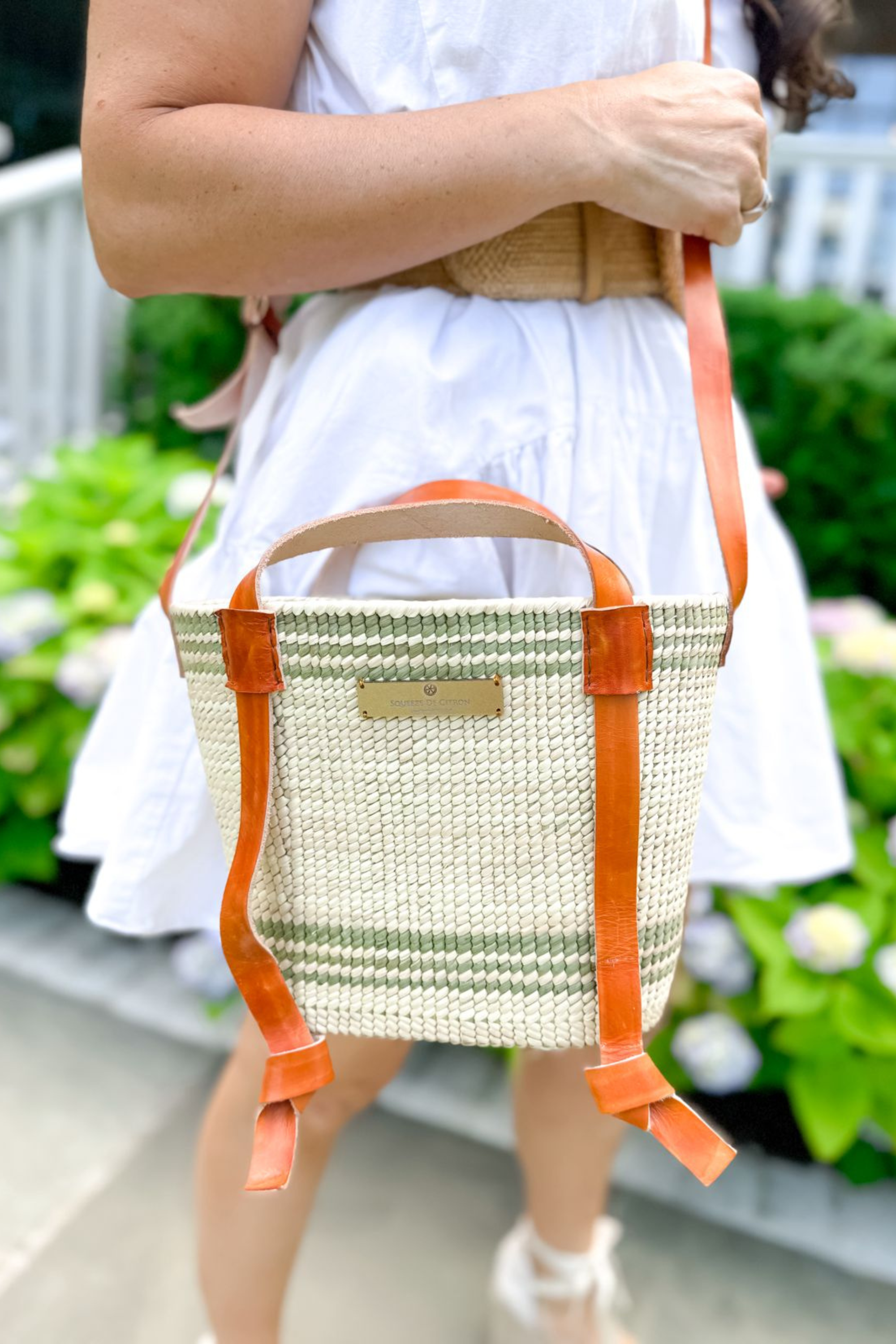 Fine Palm Bell Citron Tote in Sage