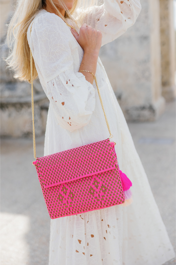 Neon Pink Blooms Citron Tote – Clutch
