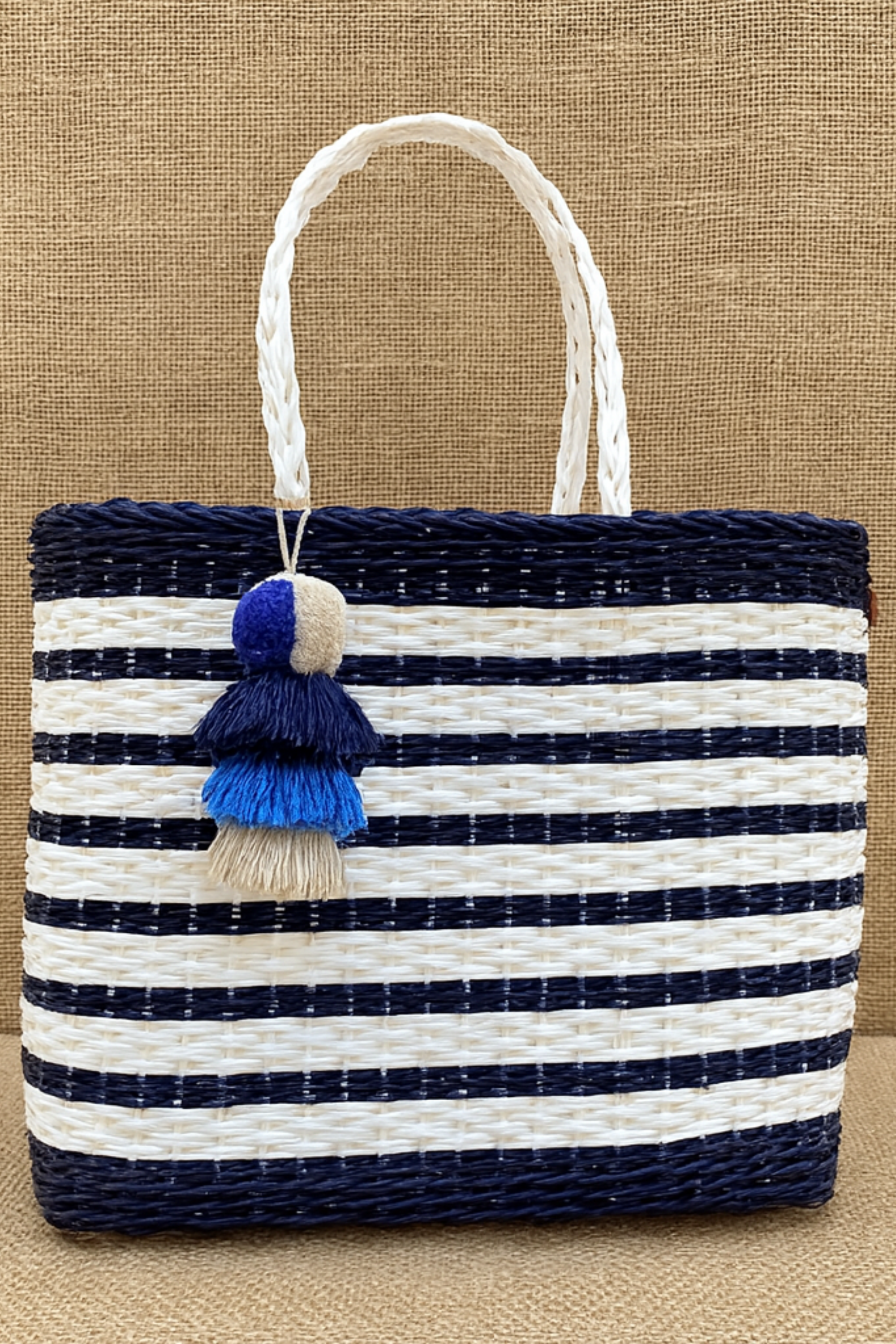 Coastal Knit Nautical Navy/White Citron Tote