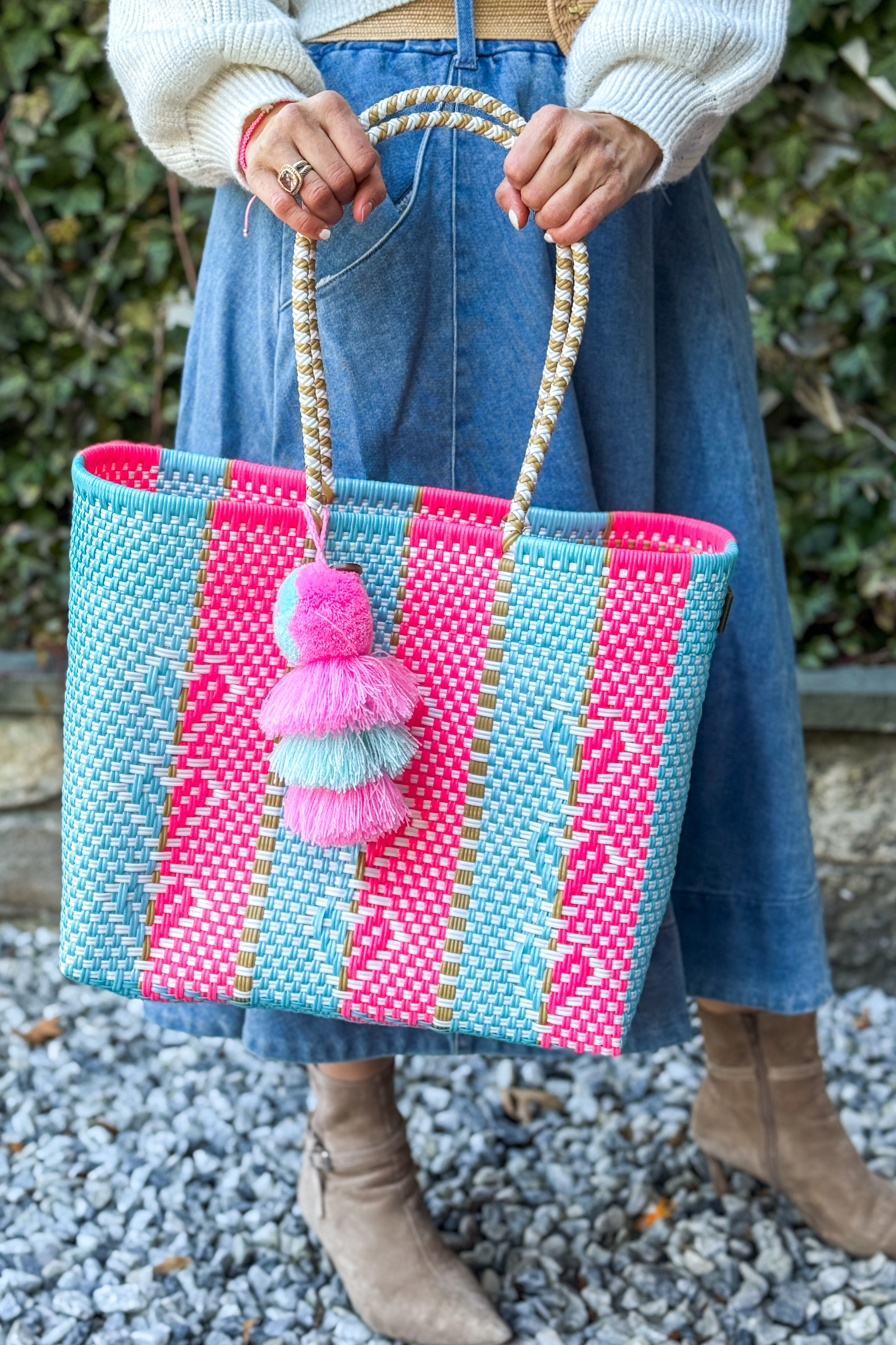 Neon Cloud Heart Reflection Citron Tote