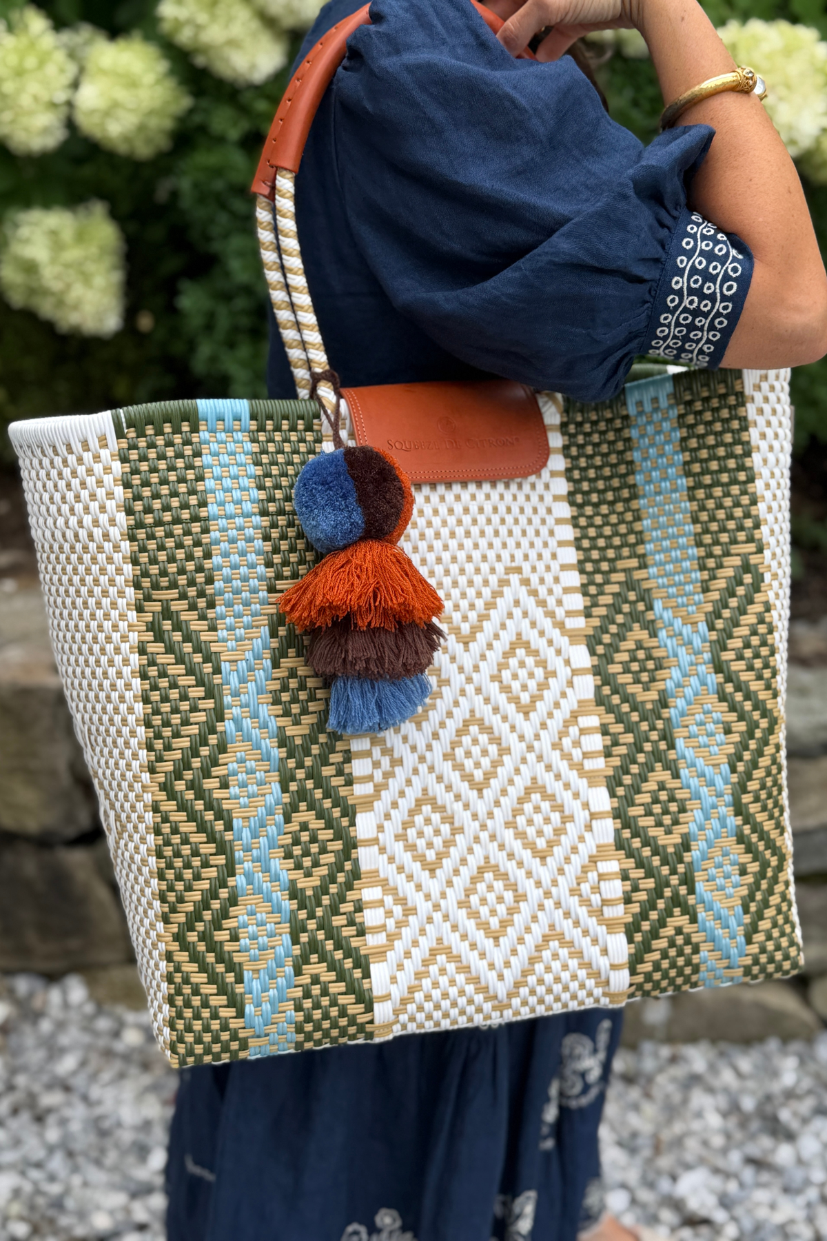 Rugby Sage Blue Citron Tote