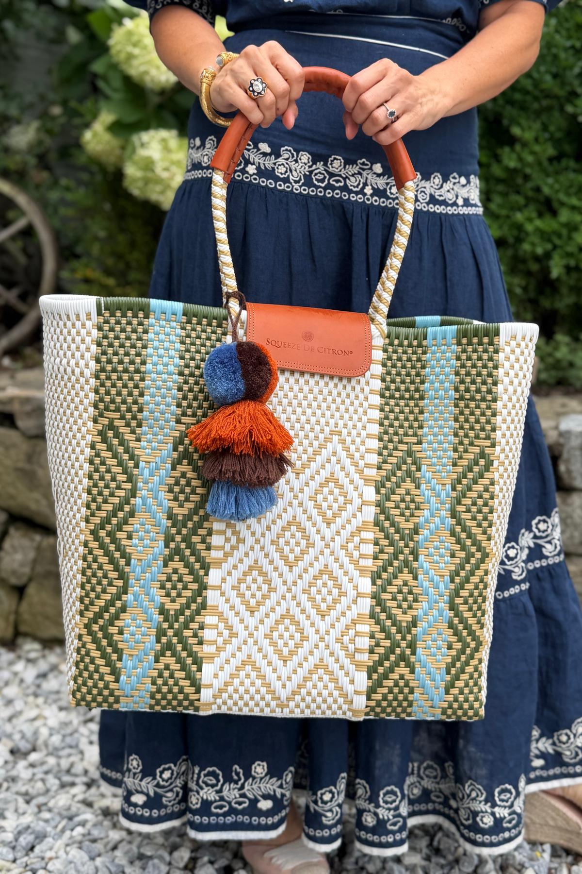 Rugby Sage Blue Citron Tote