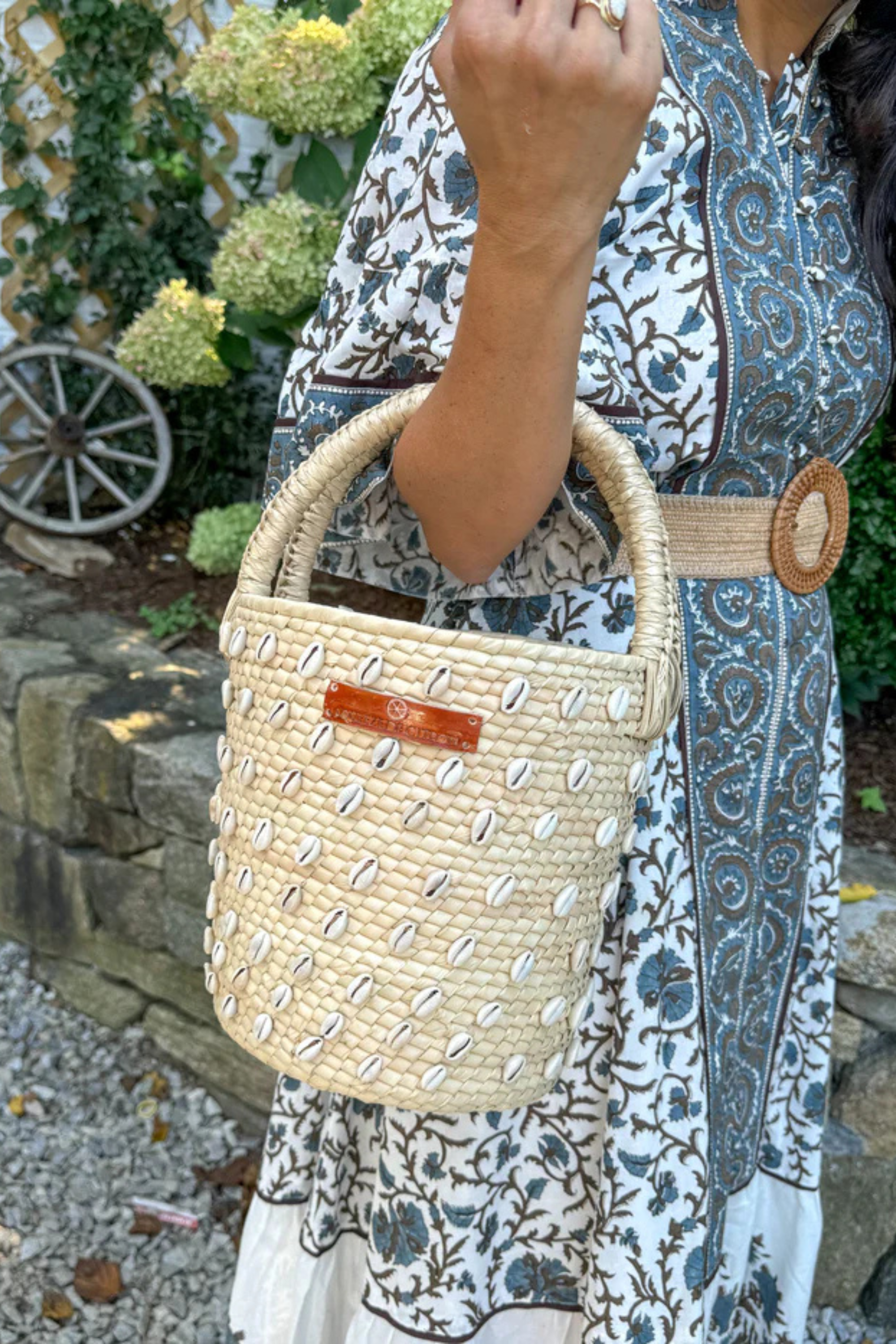 Palm Shell Bucket Tote Citron (Golden strap included)