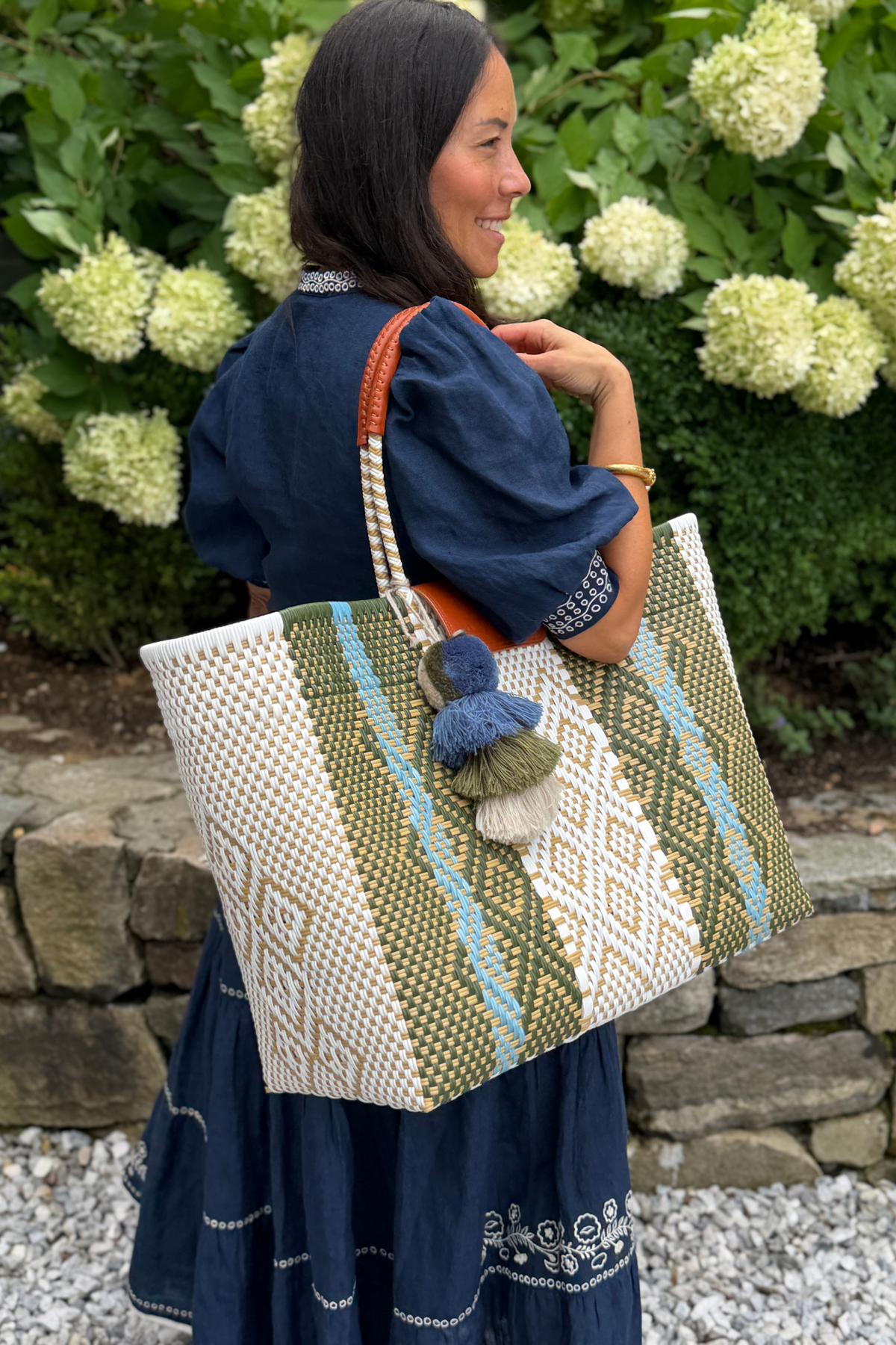 Rugby Sage Blue Citron Tote