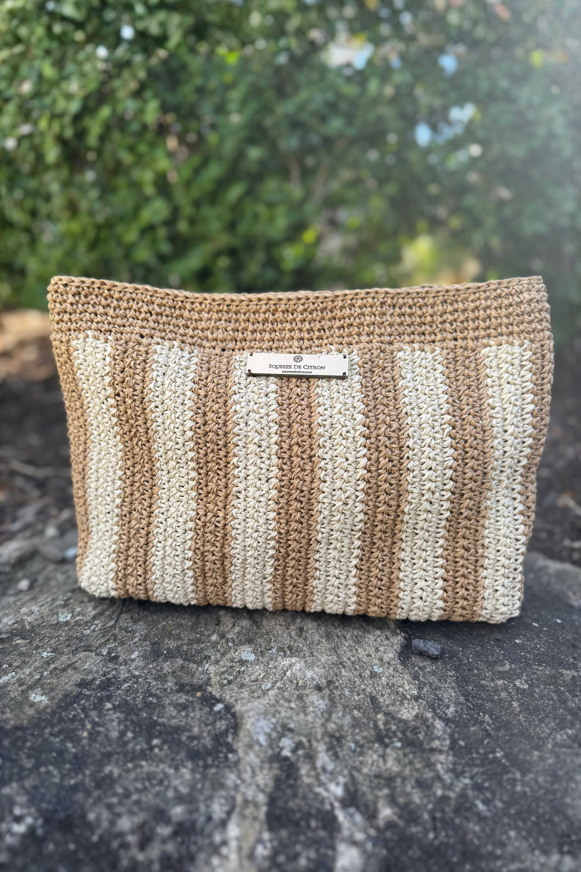 Sand Natural Raffia Clutch