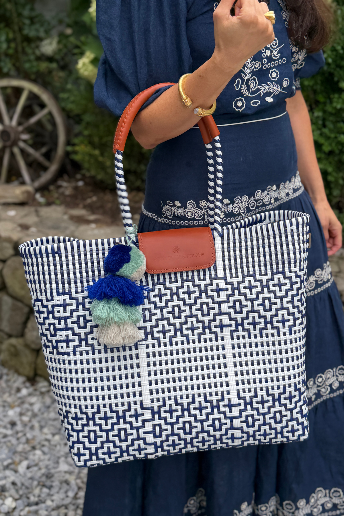 Preppy Tile Navy / White Citron Tote