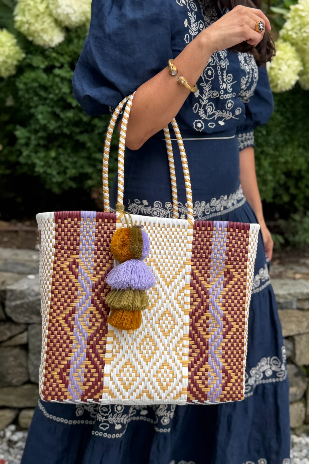 Rugby Burgundy Lavender Citron Tote