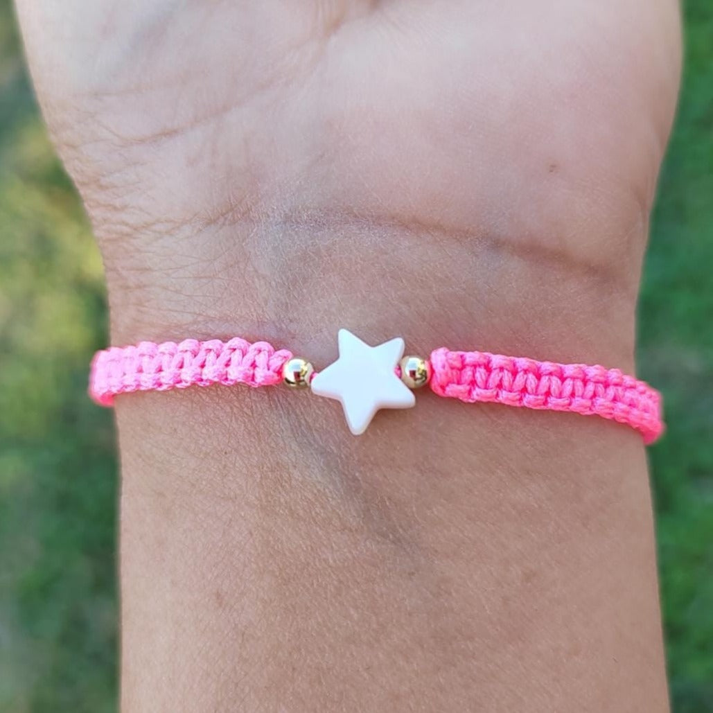 Adults -  Star - Mother of Pearl Citron Bracelets - Neon Pink